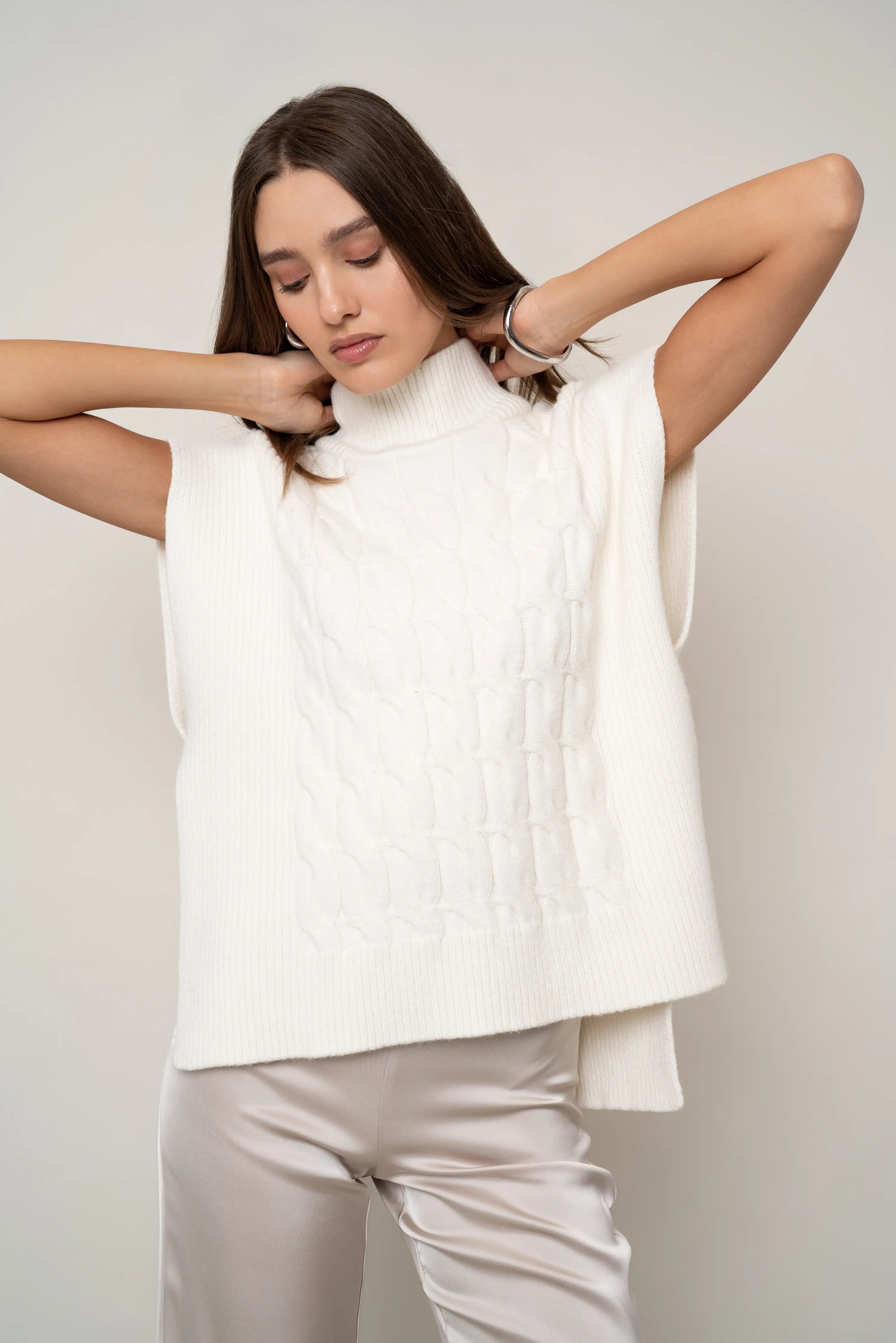 The Cable Knit Mockneck Vest