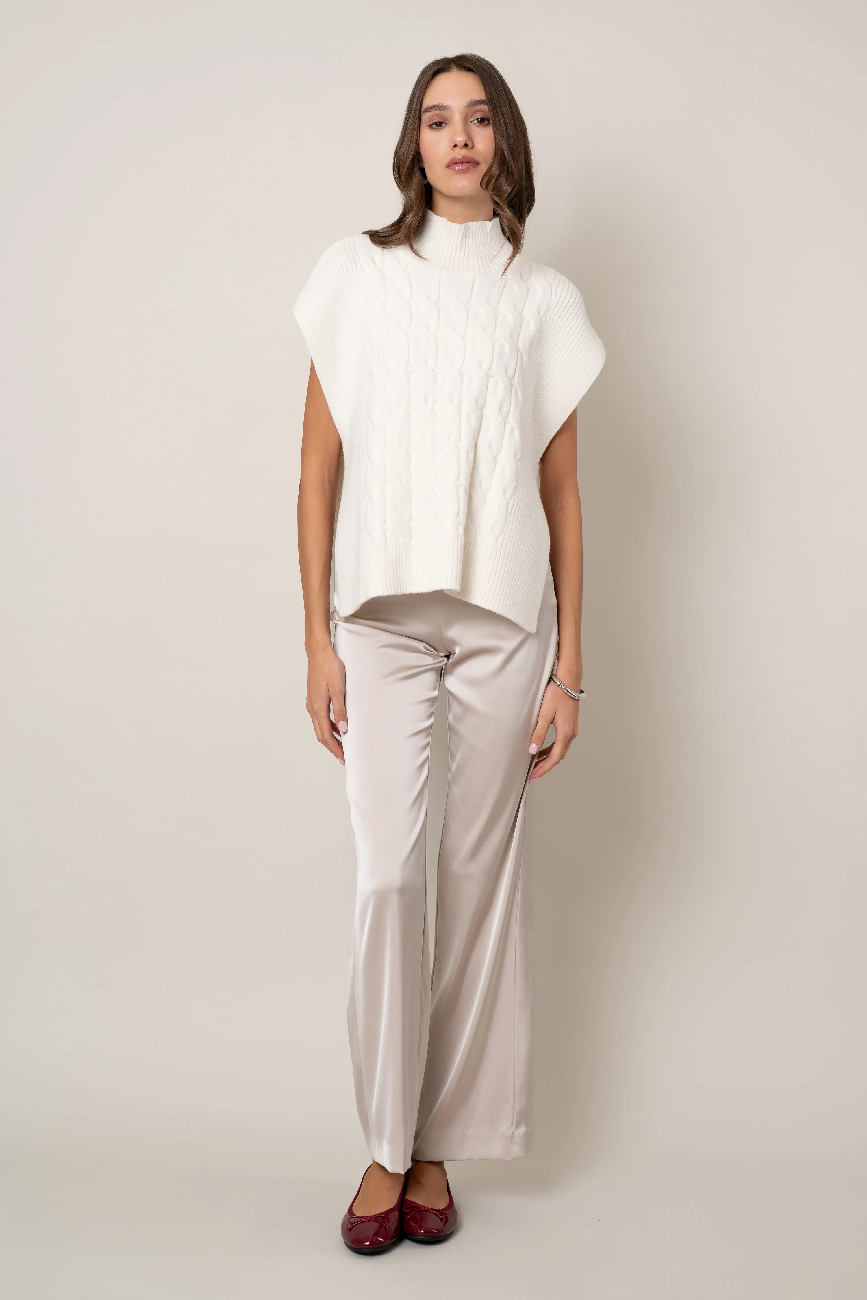 The Cable Knit Mockneck Vest