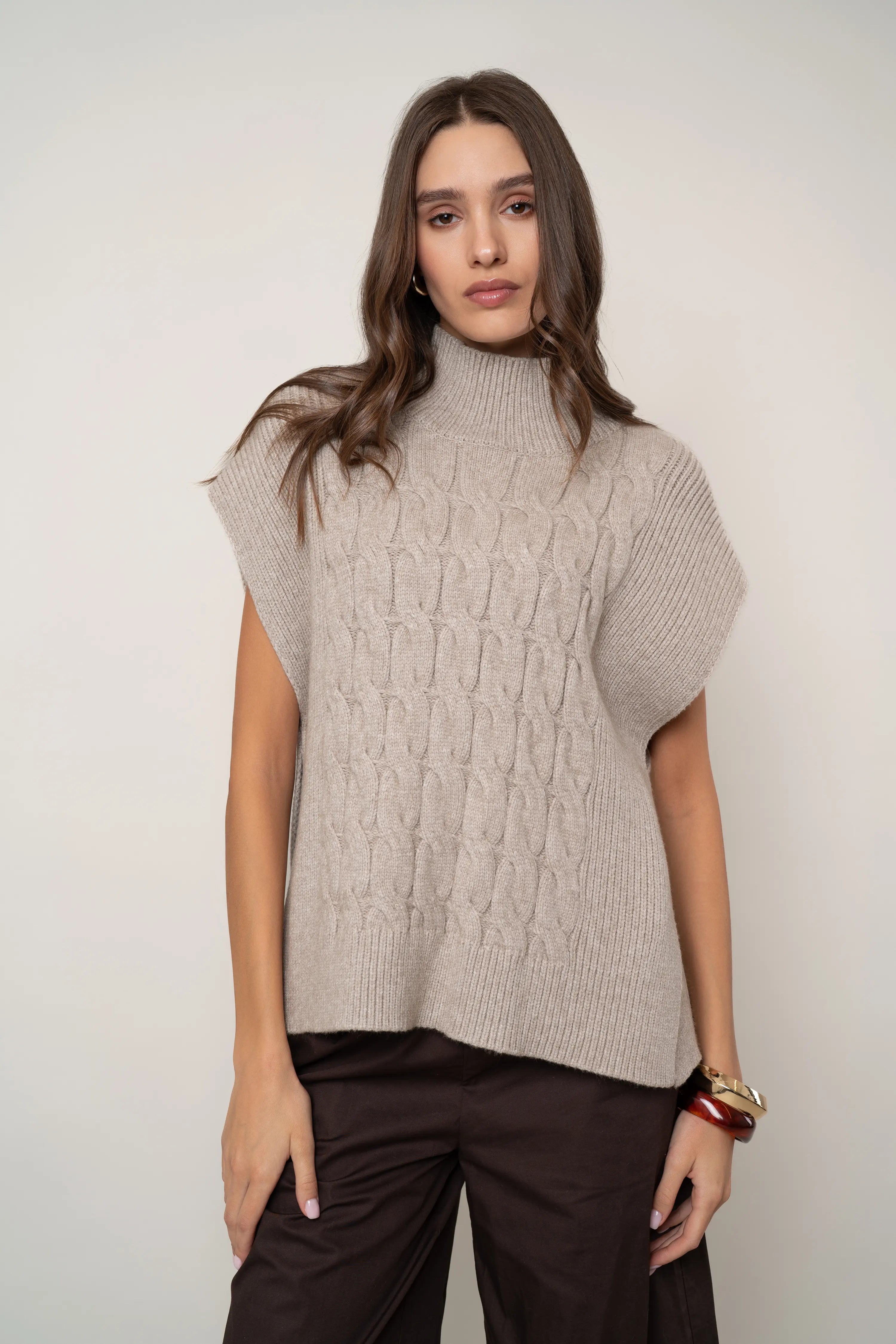 The Cable Knit Mockneck Vest