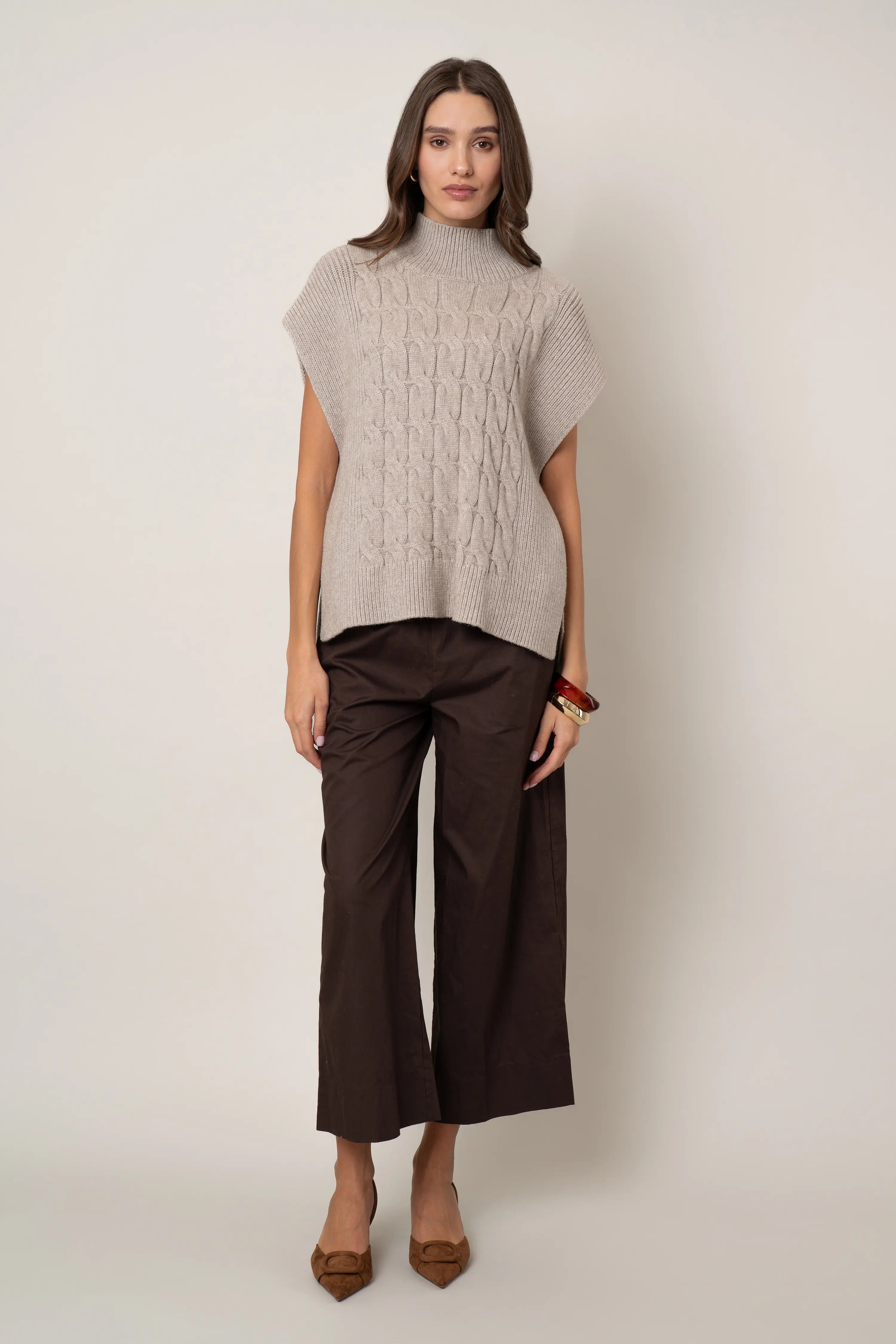 The Cable Knit Mockneck Vest