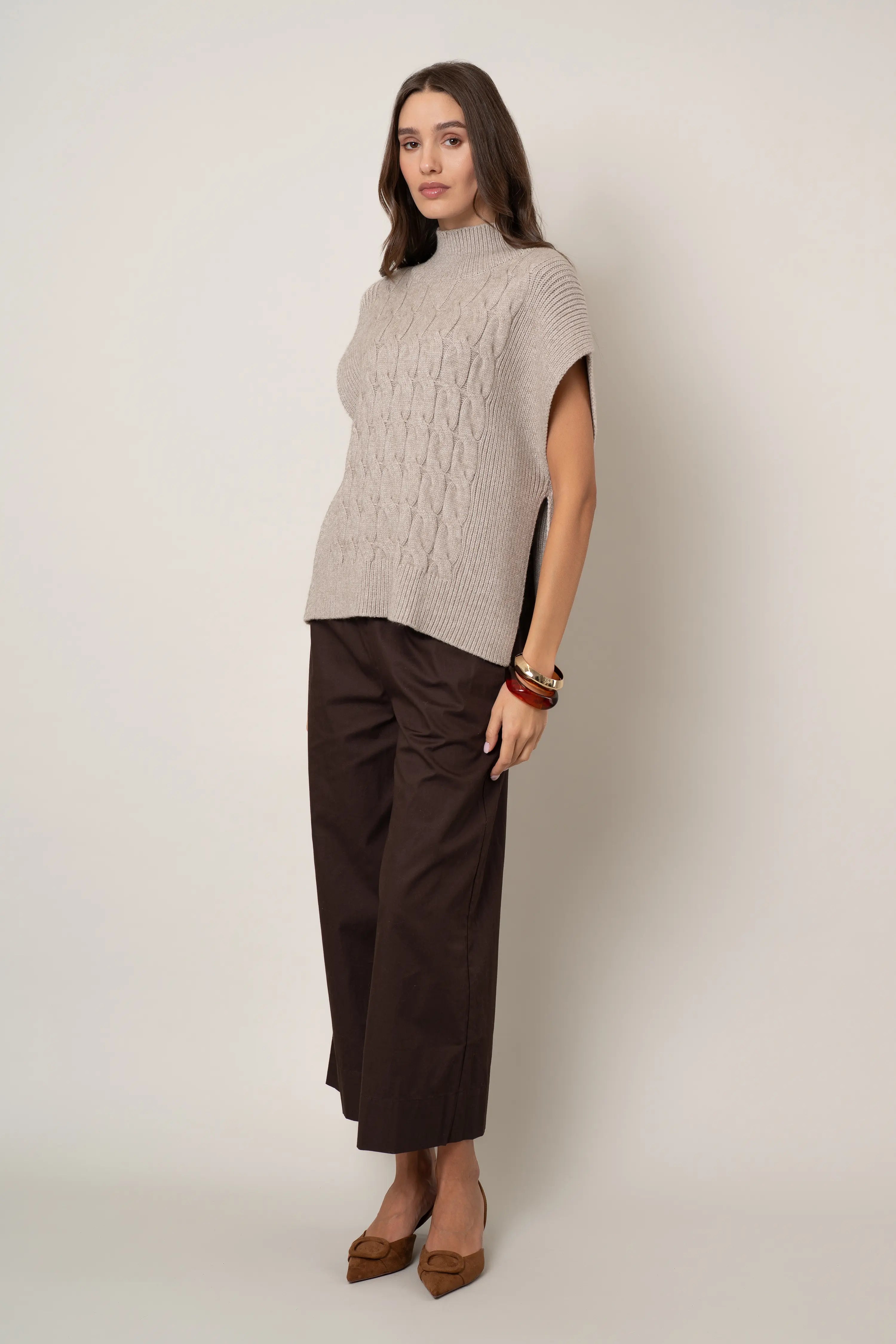 The Cable Knit Mockneck Vest