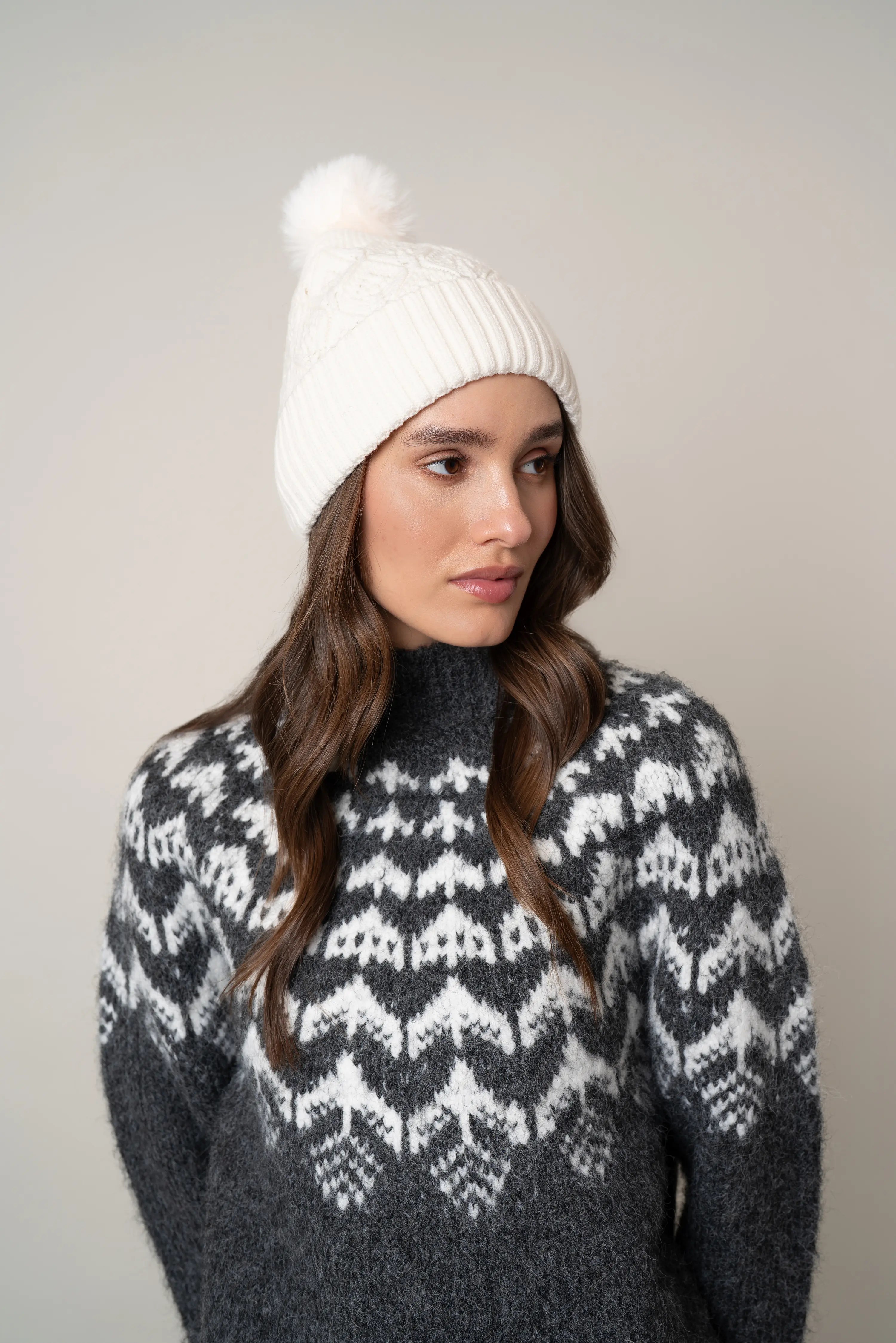The Diamond Knit Pom Beanie