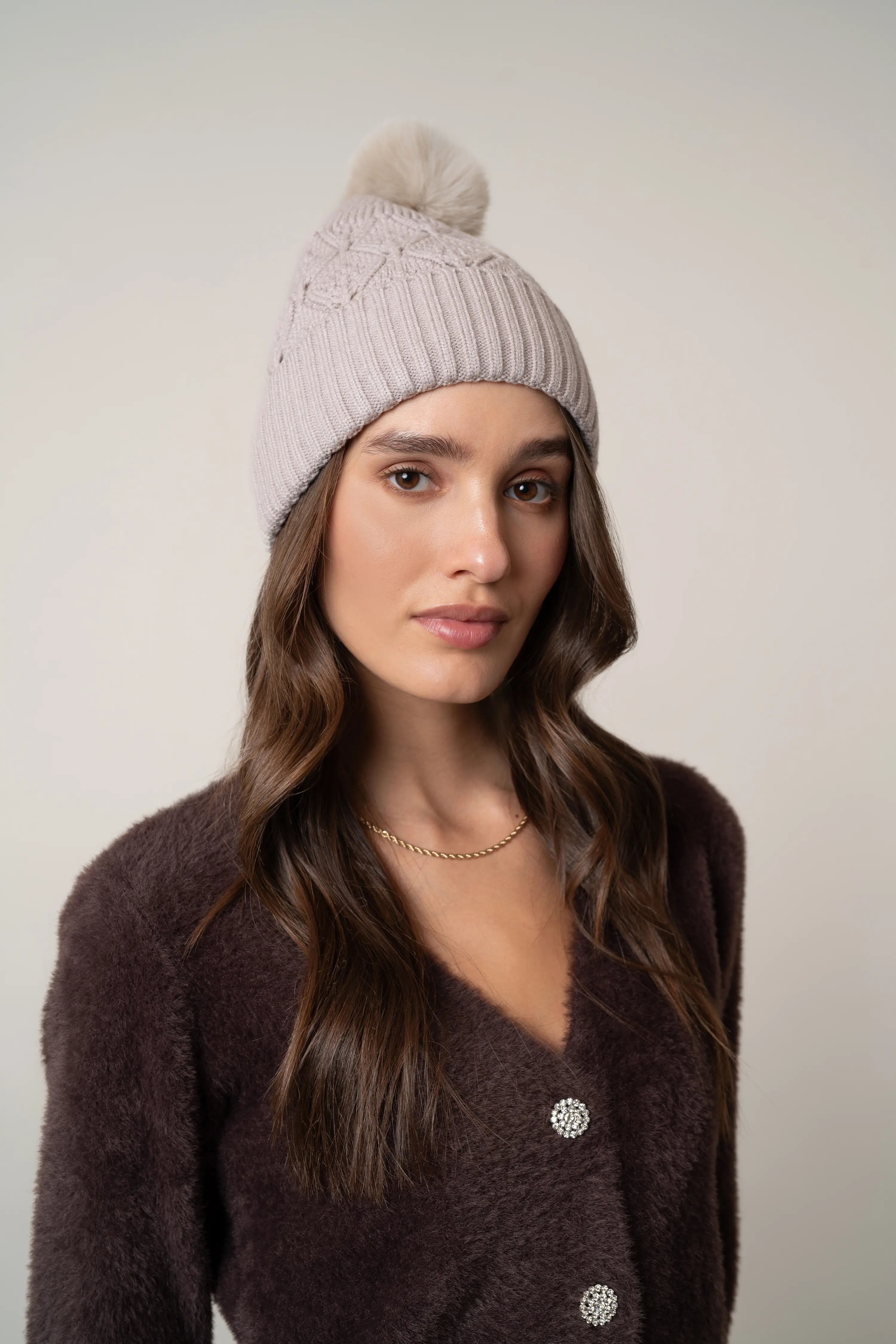 The Diamond Knit Pom Beanie