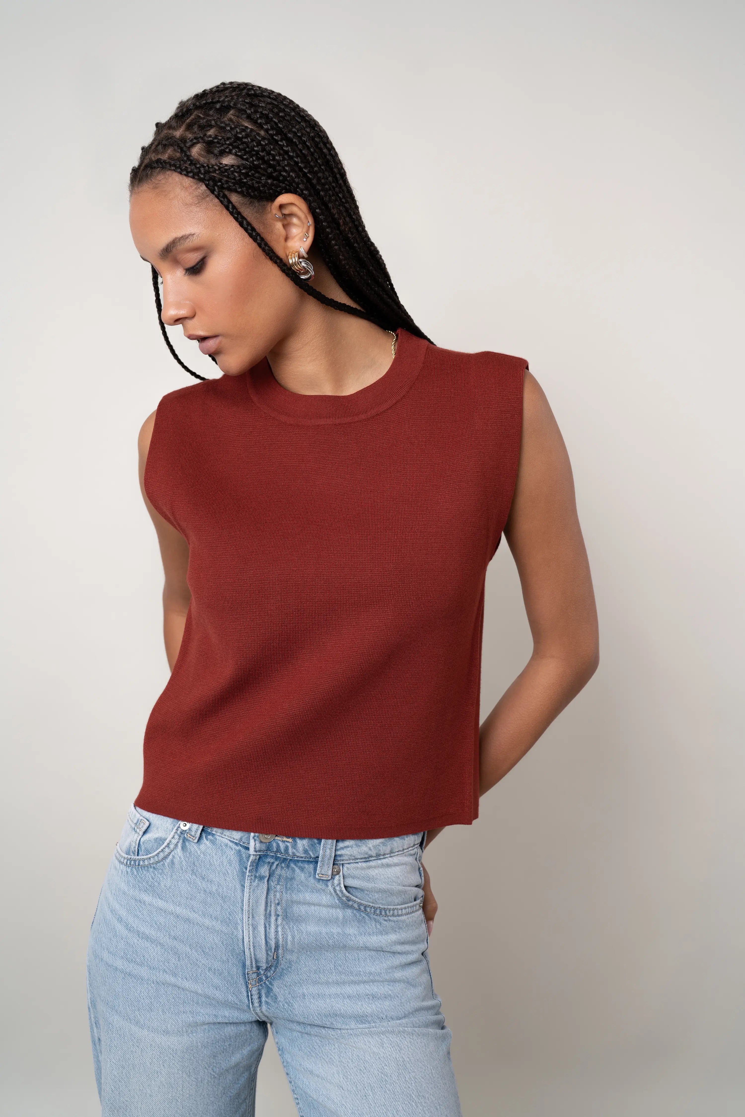 The Sleeveless Crewneck Top