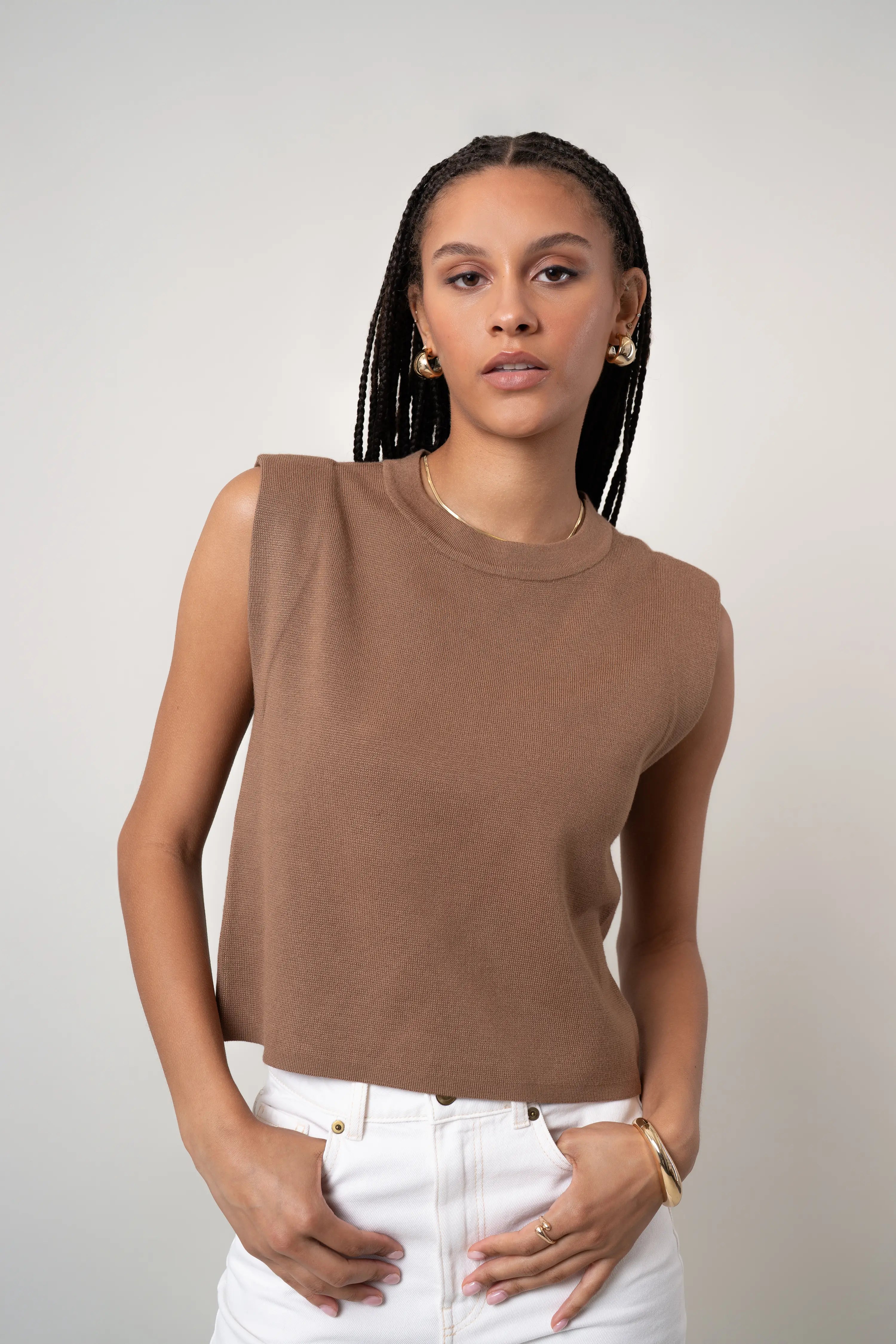 The Sleeveless Crewneck Top
