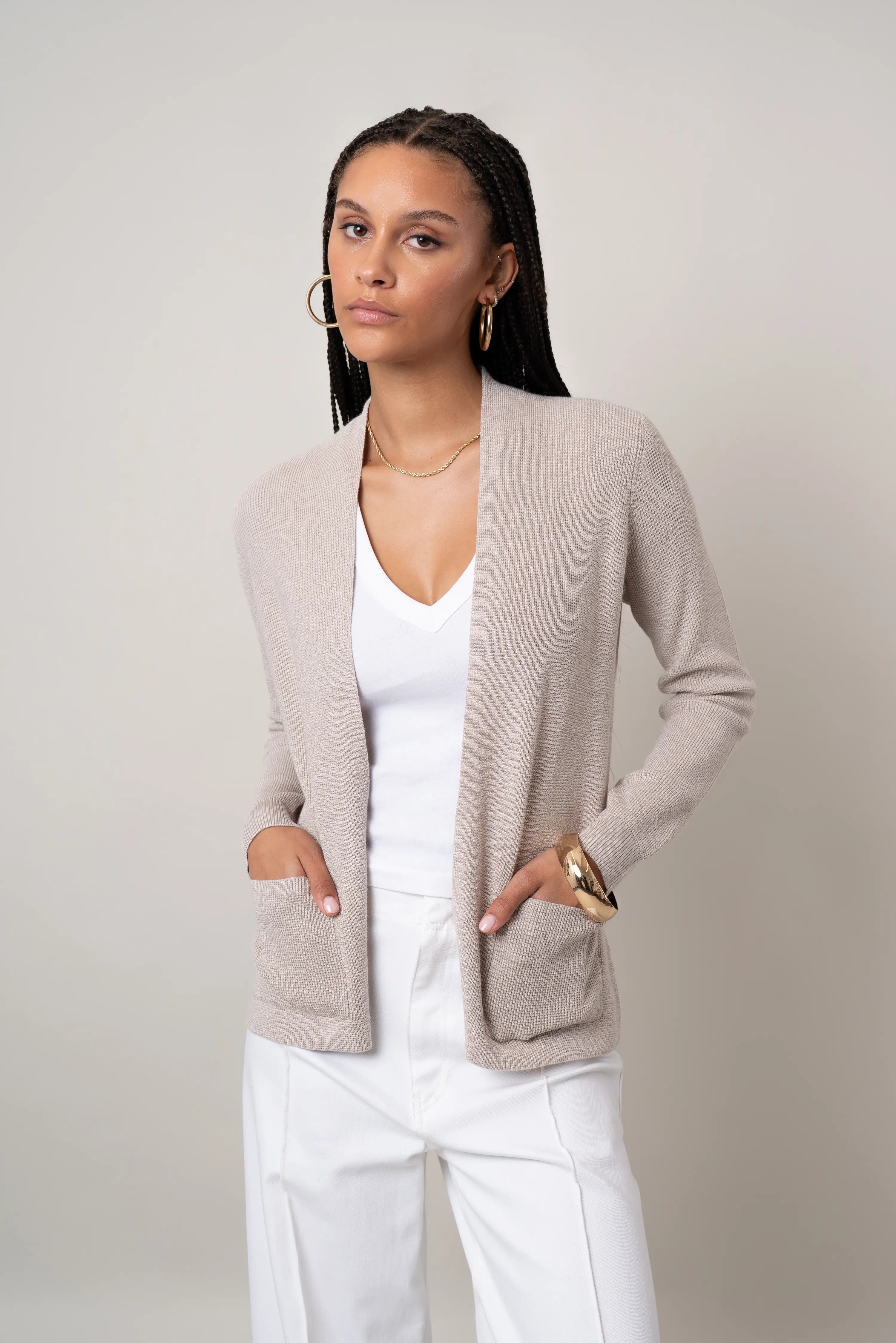 The Waffle Stitch Open Cardigan
