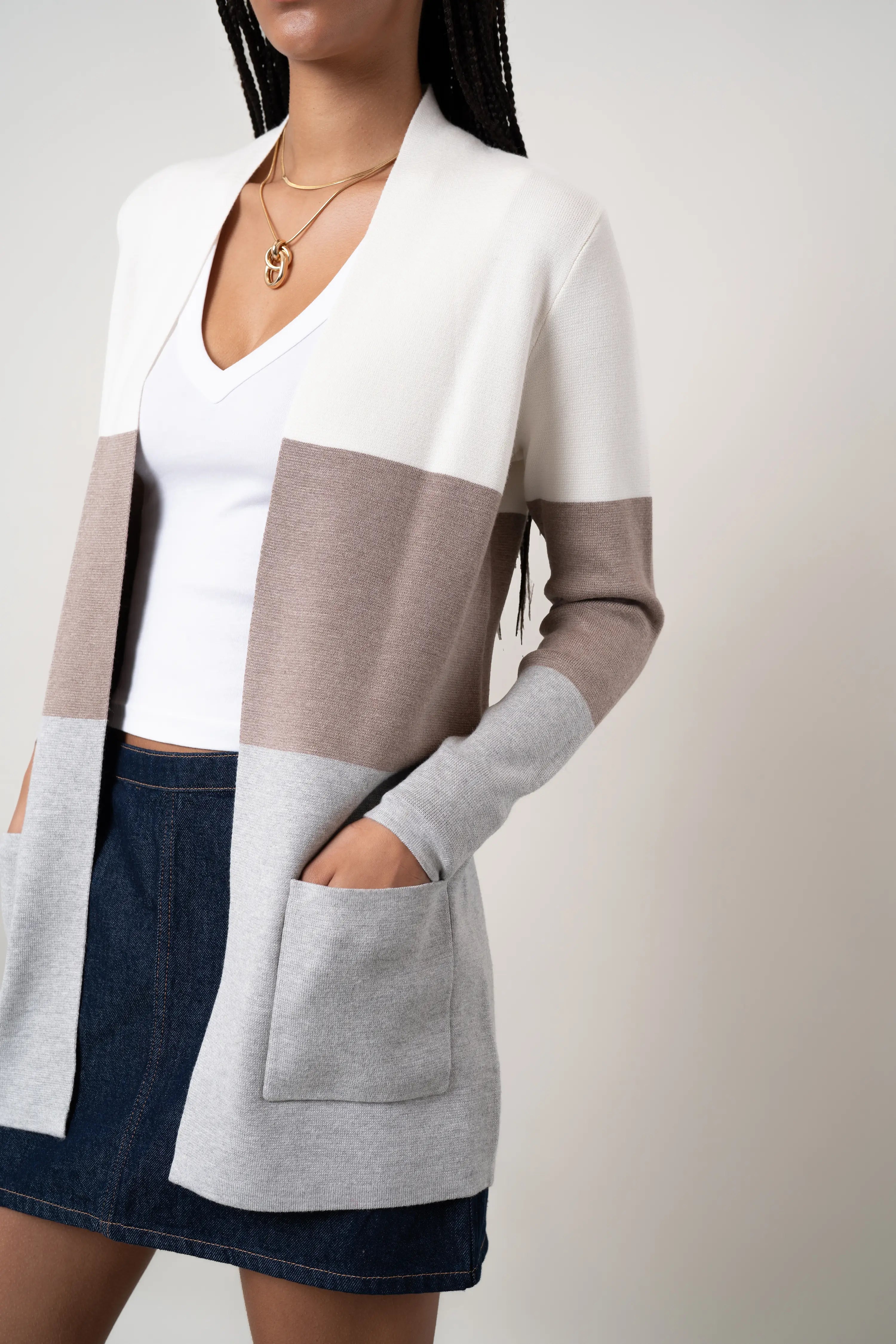 The Colorblock Open Cardigan