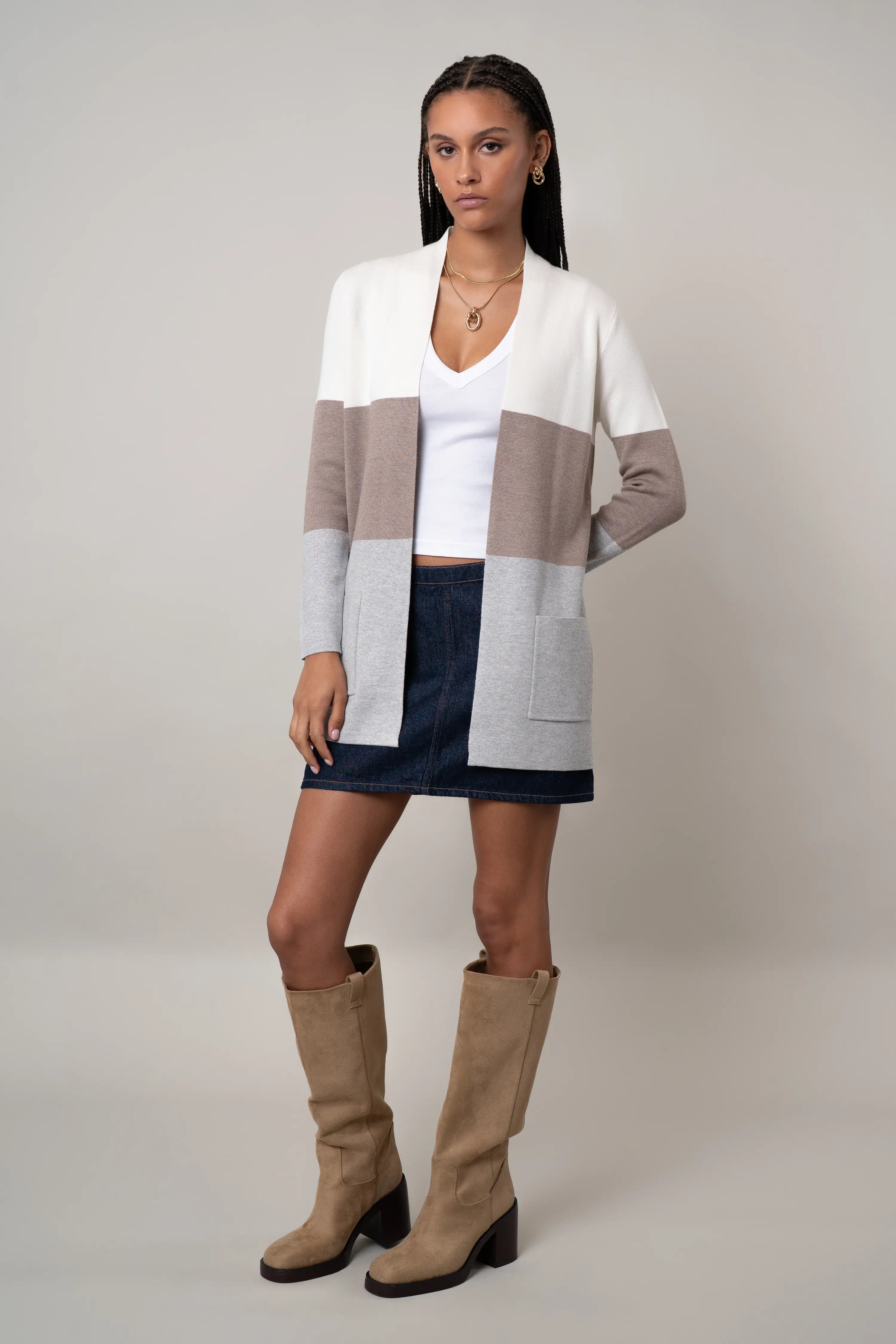 The Colorblock Open Cardigan