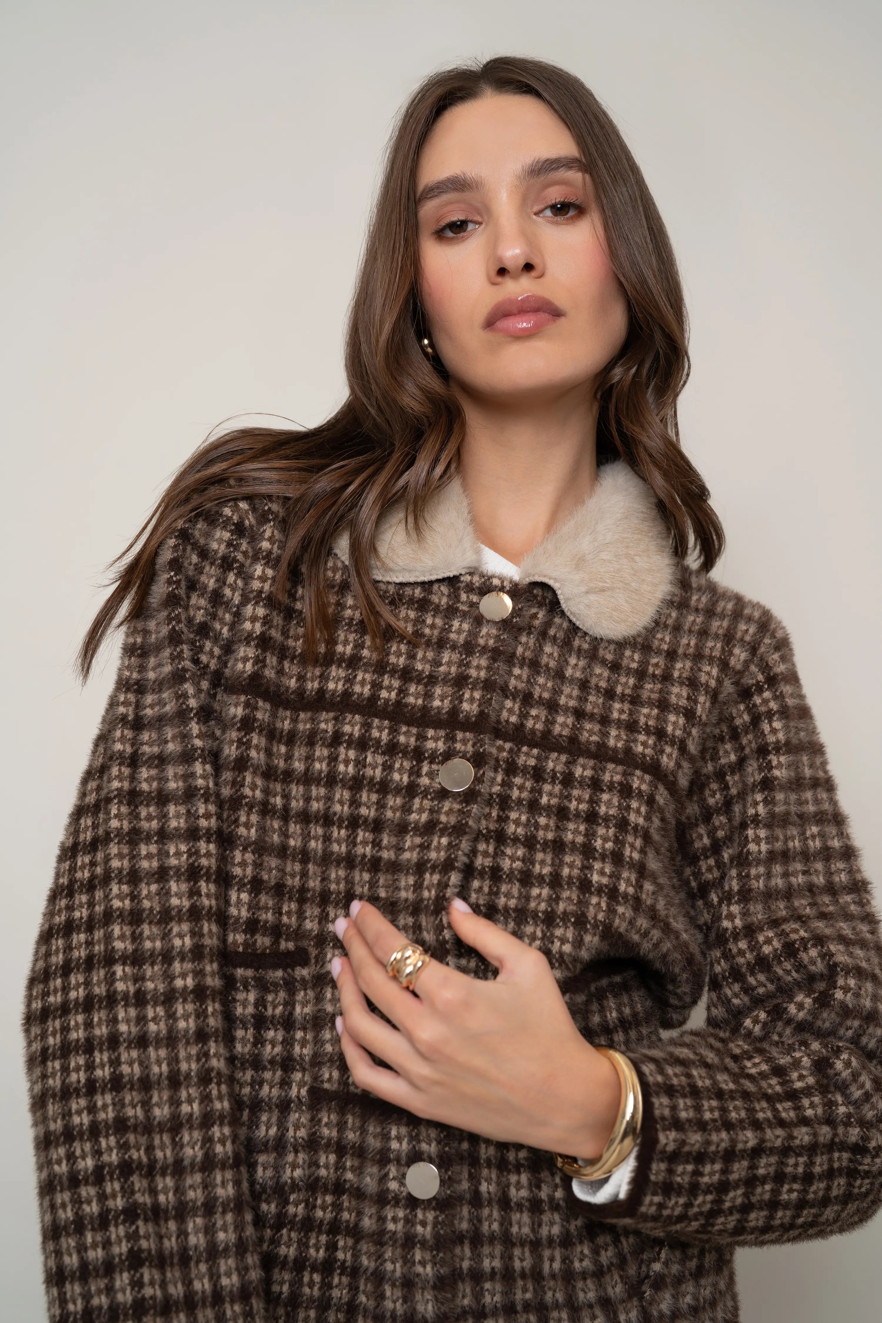 The Checked Faux Collar Jacket