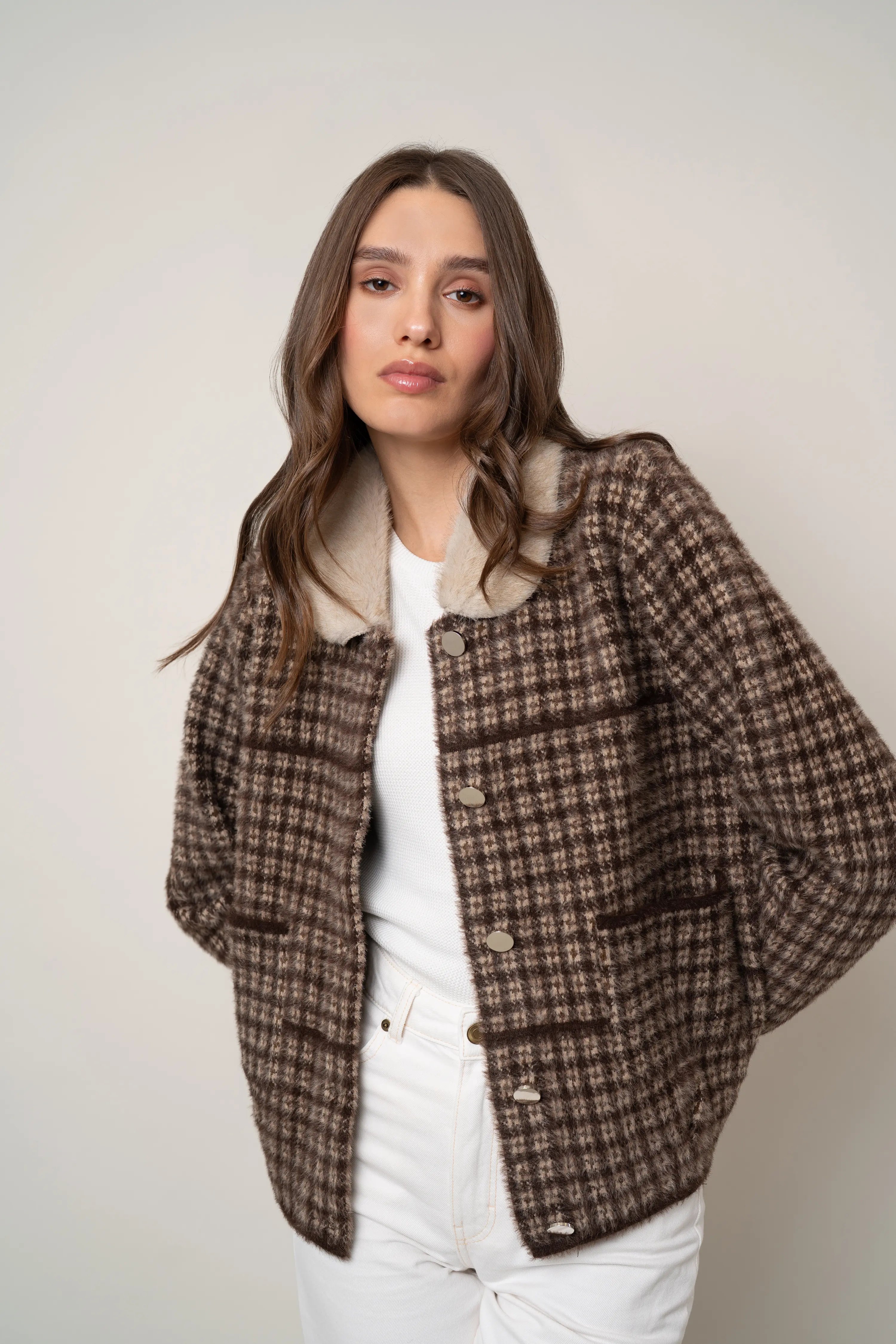 The Checked Faux Collar Jacket