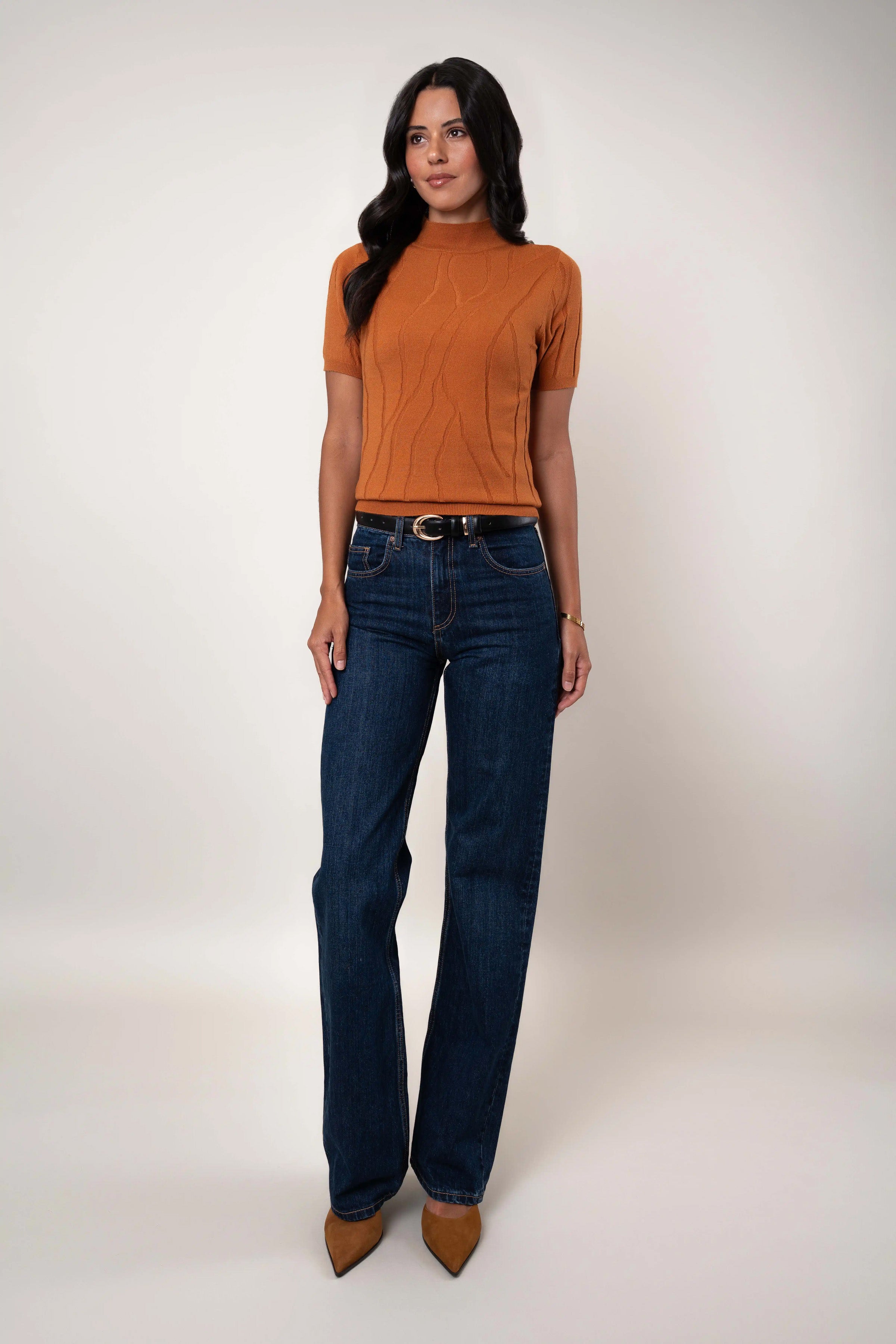 The Mock Neck Cable Tee