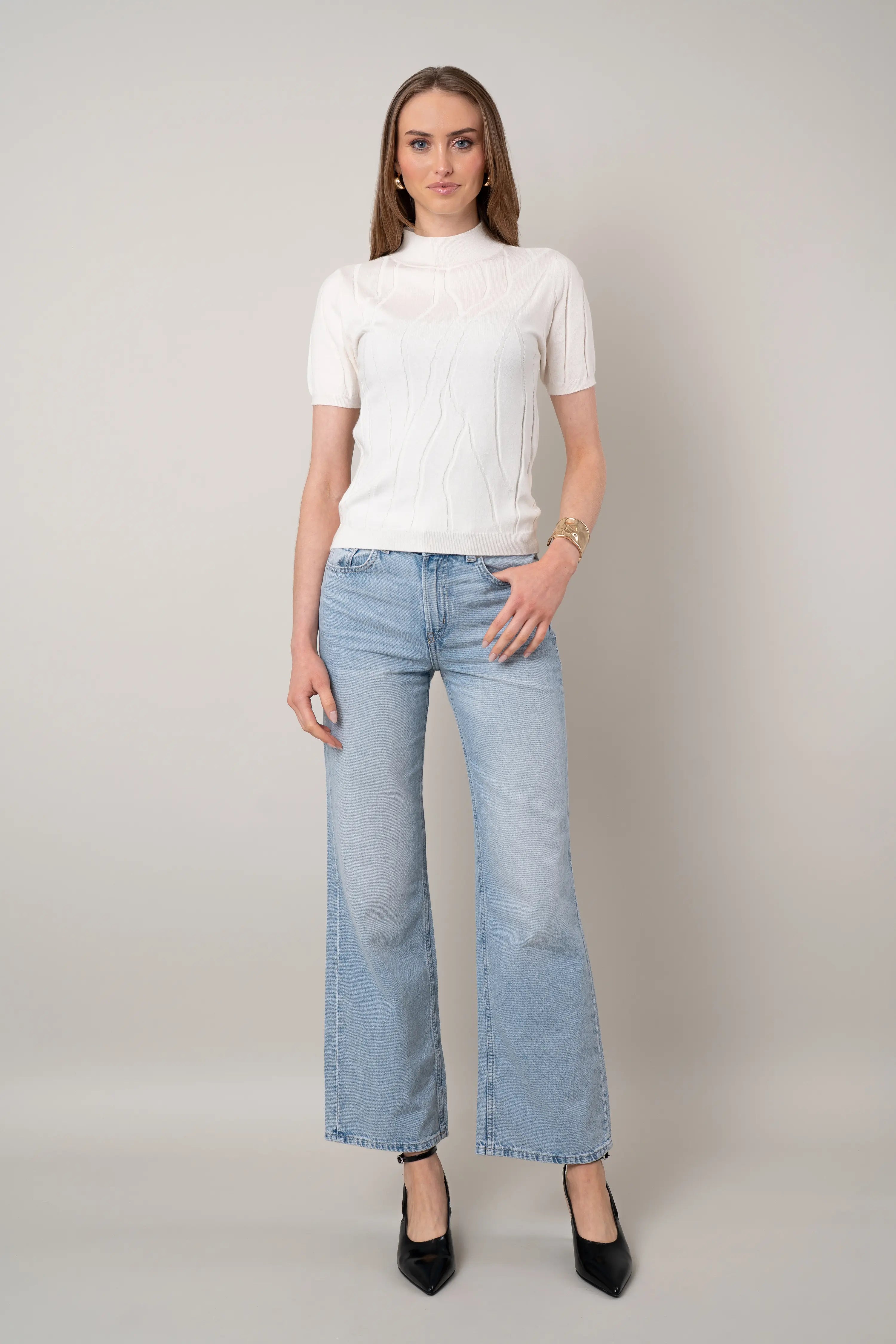 The Mock Neck Cable Tee