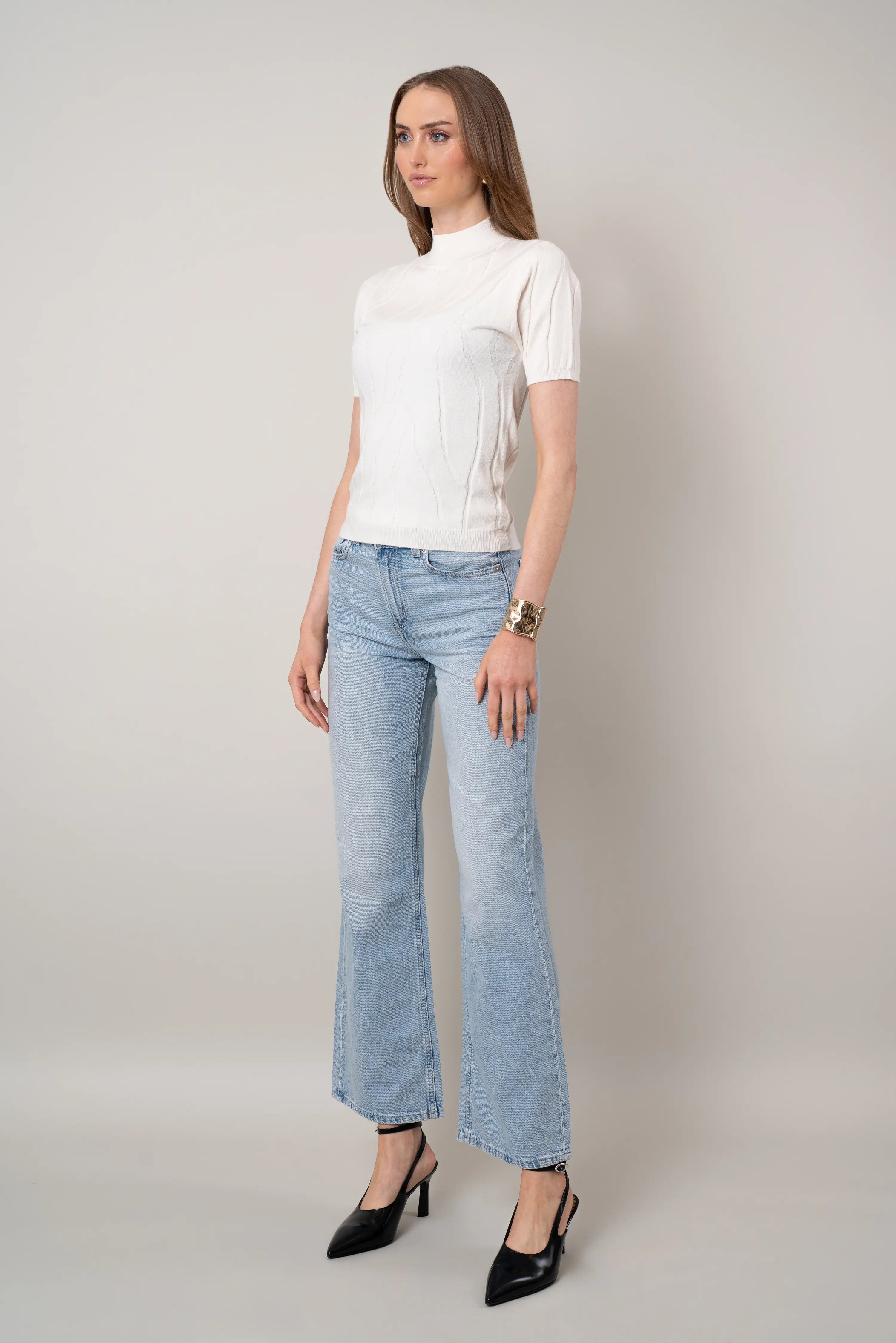 The Mock Neck Cable Tee