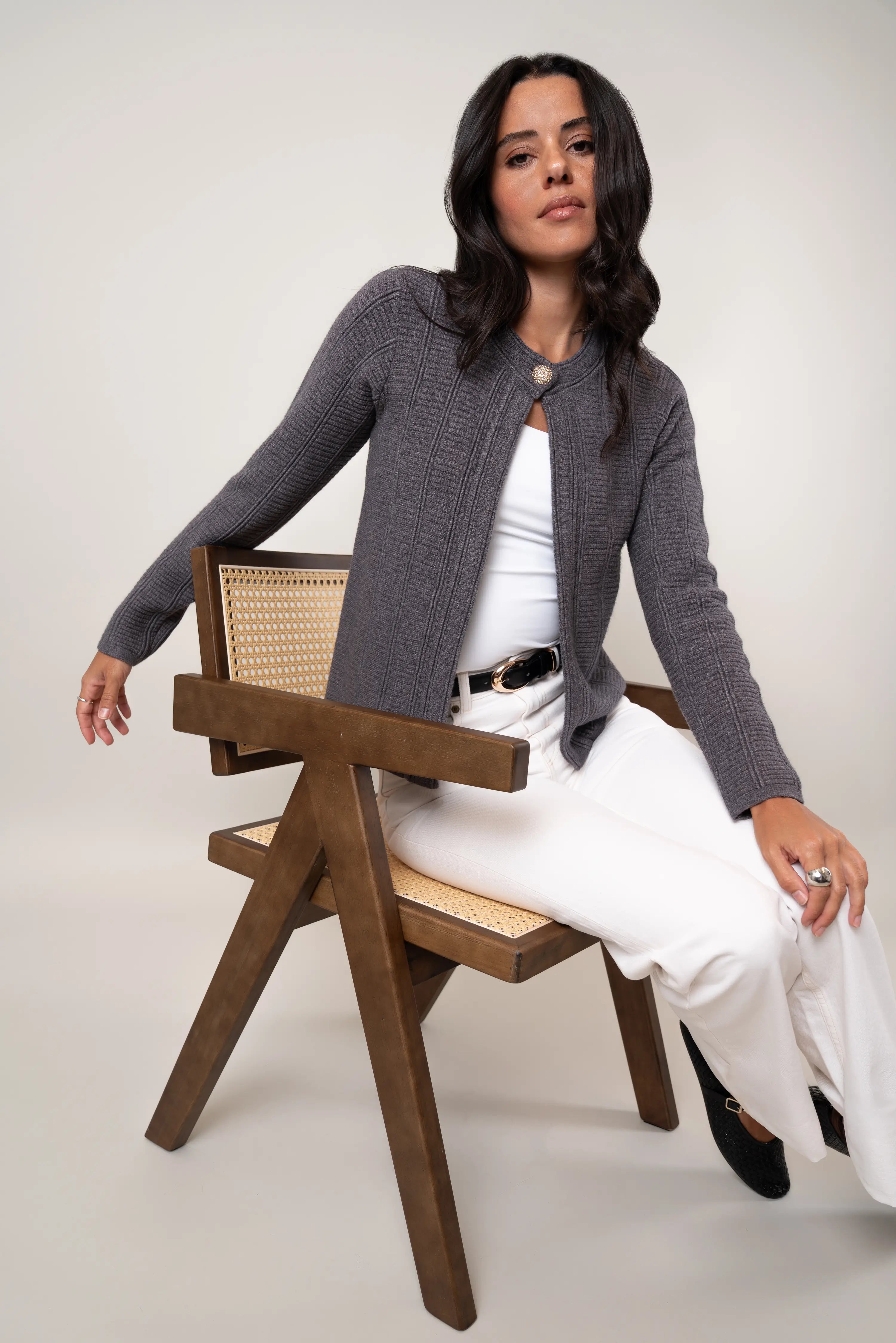 The Single Button Rib Cardigan