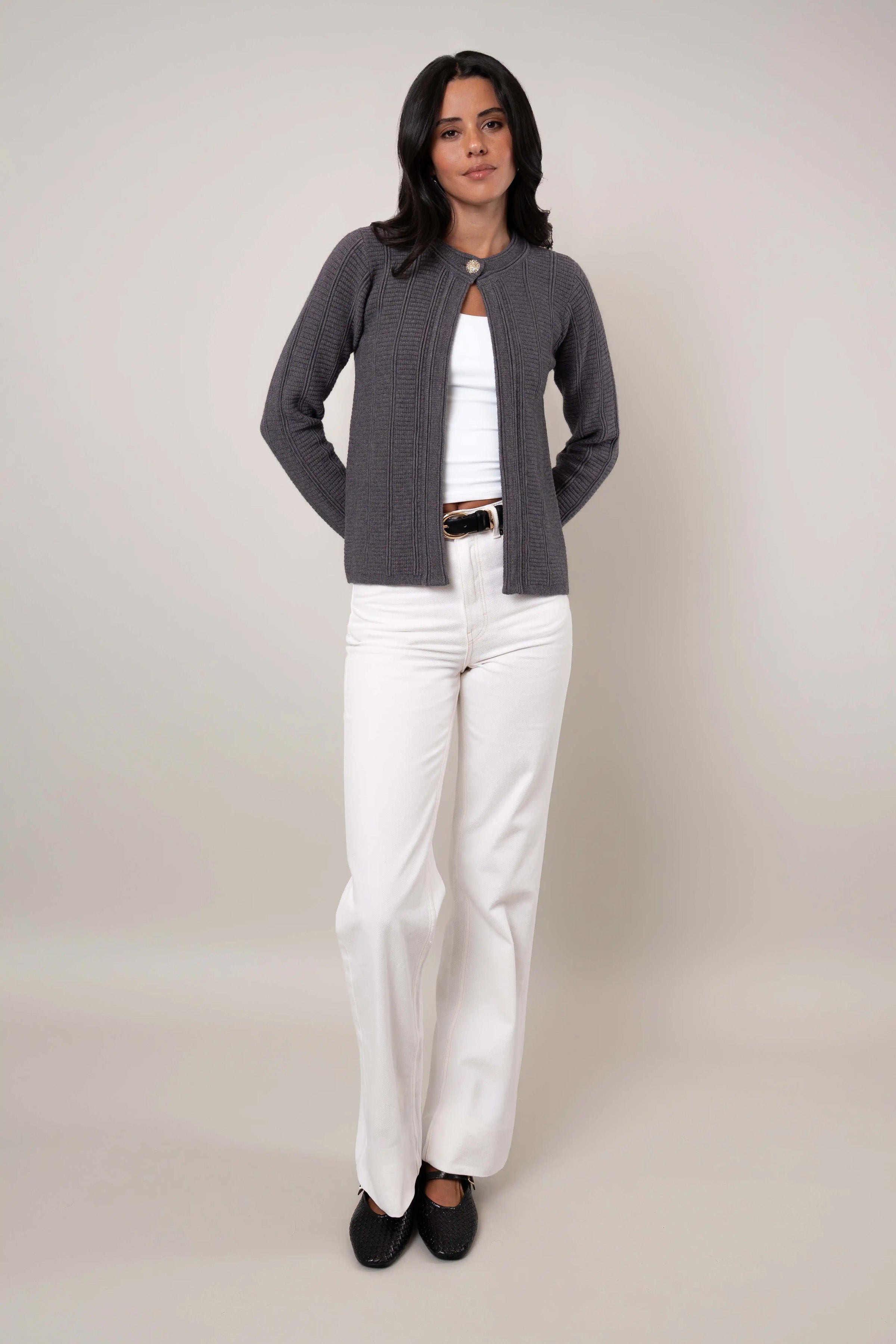 The Single Button Rib Cardigan