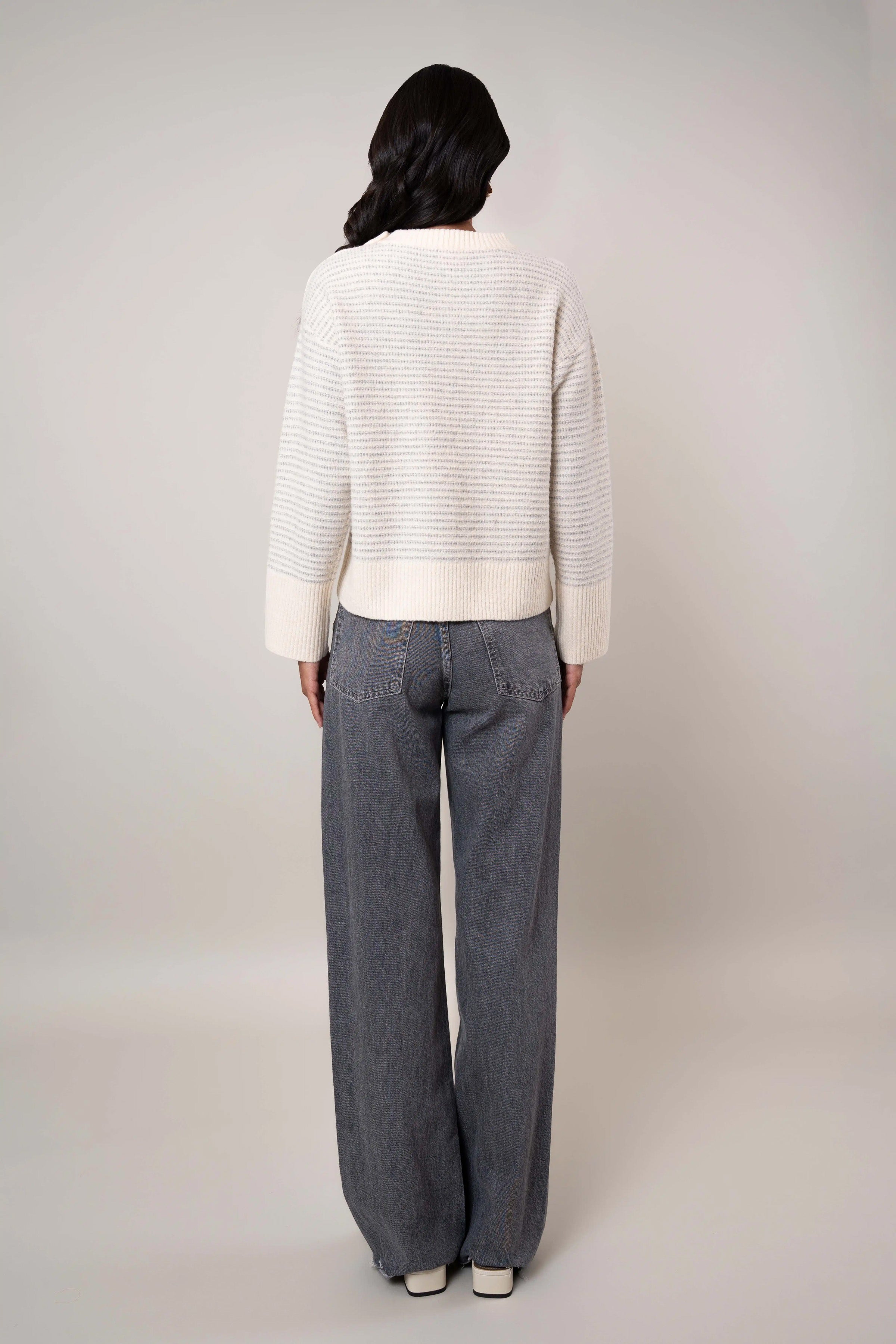 The Button Shoulder Striped Pullover