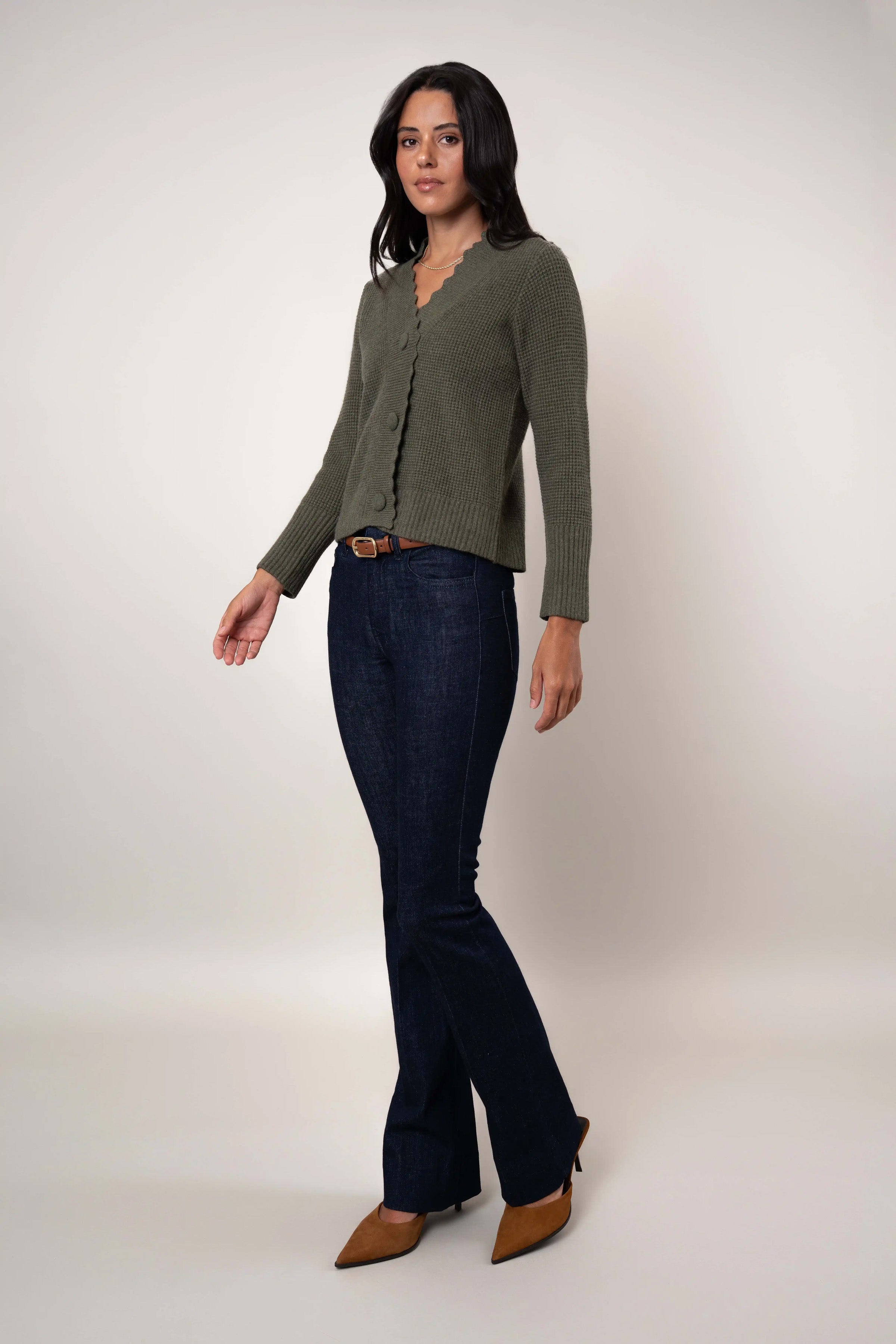 The Scallop Edge Waffle Cardigan