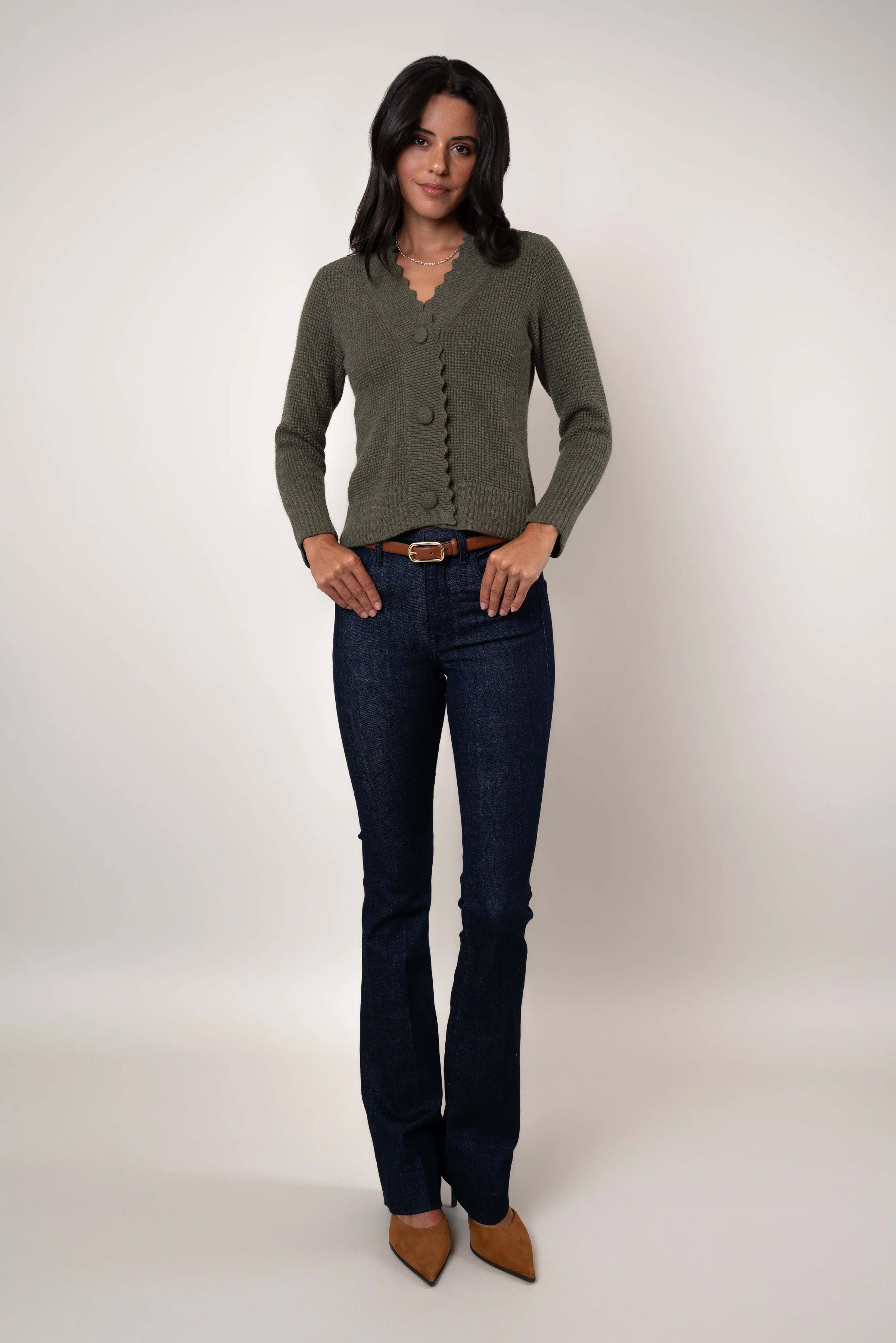 The Scallop Edge Waffle Cardigan