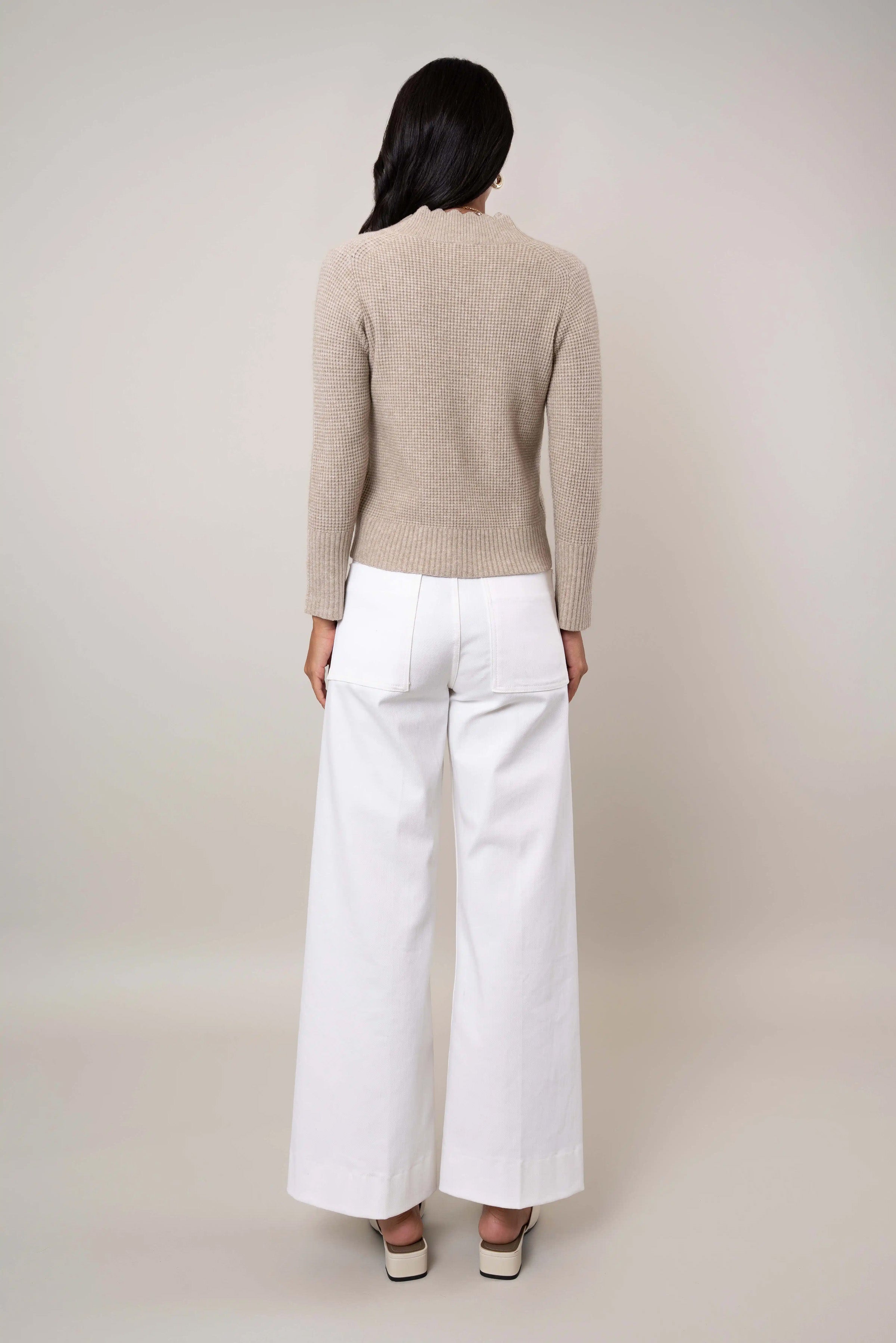 The Scallop Edge Waffle Cardigan