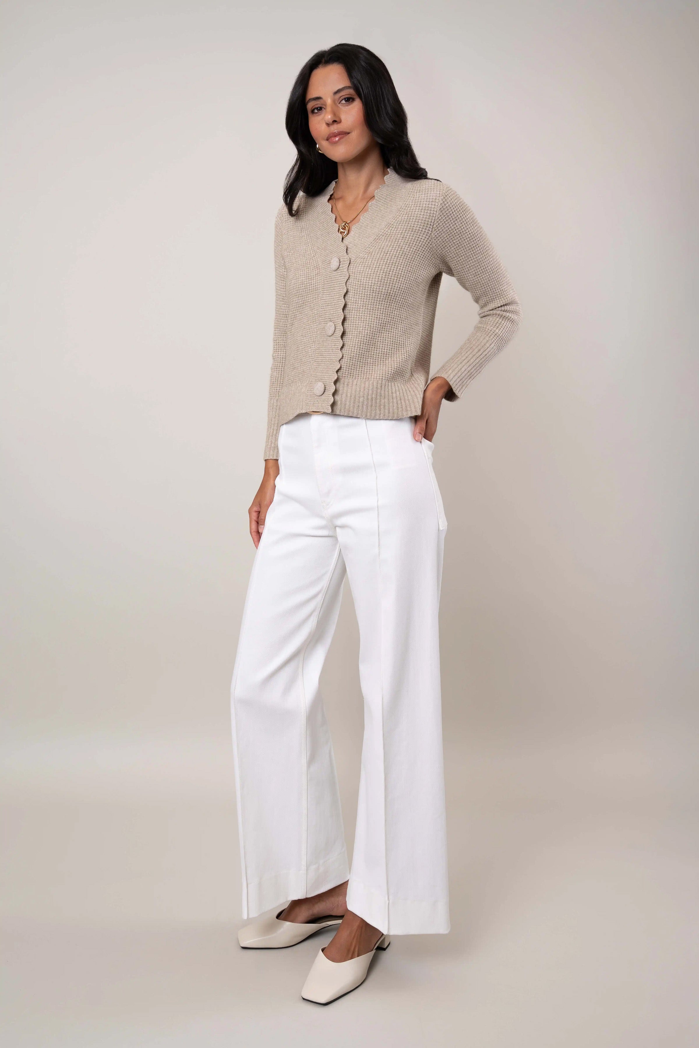 The Scallop Edge Waffle Cardigan