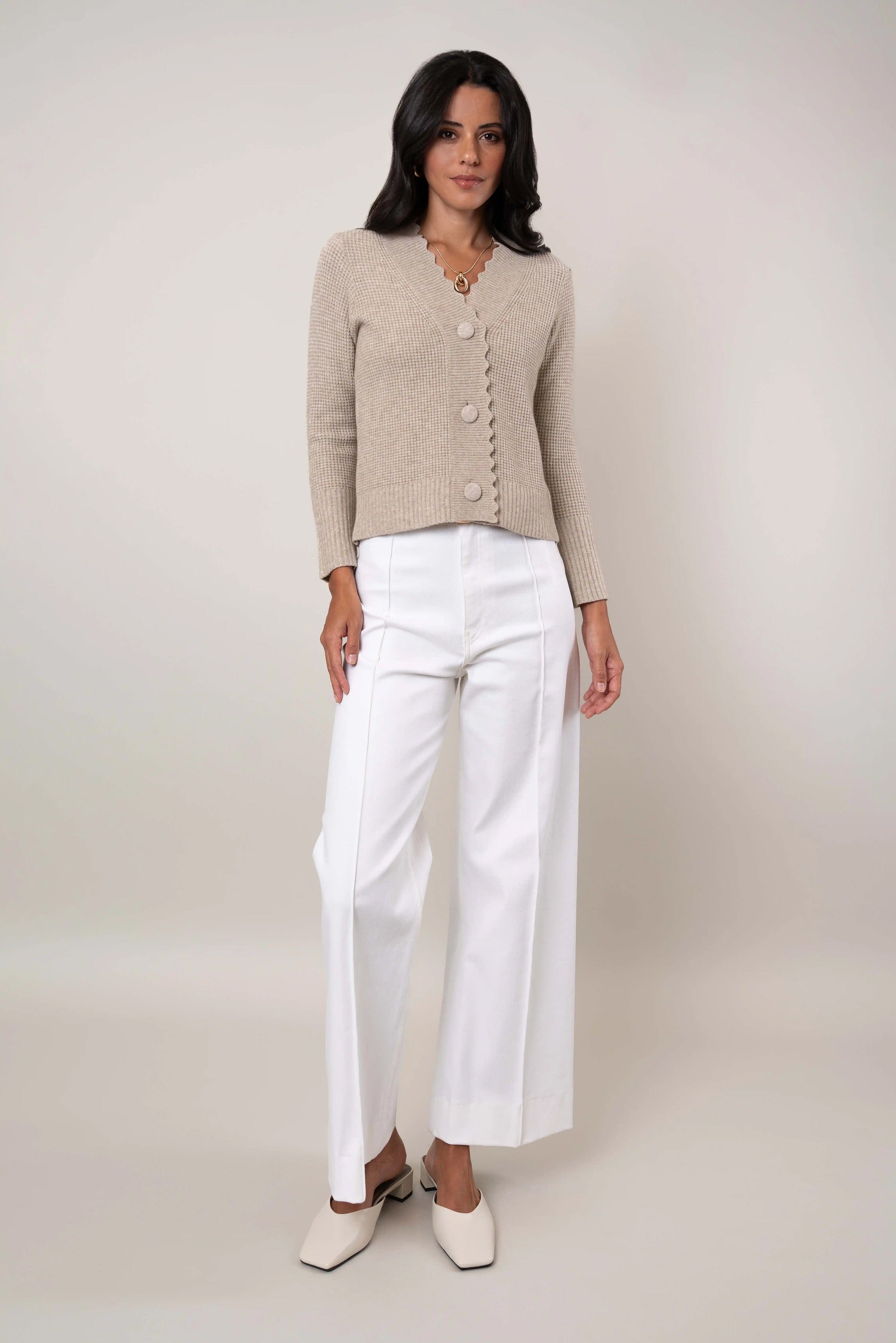 The Scallop Edge Waffle Cardigan