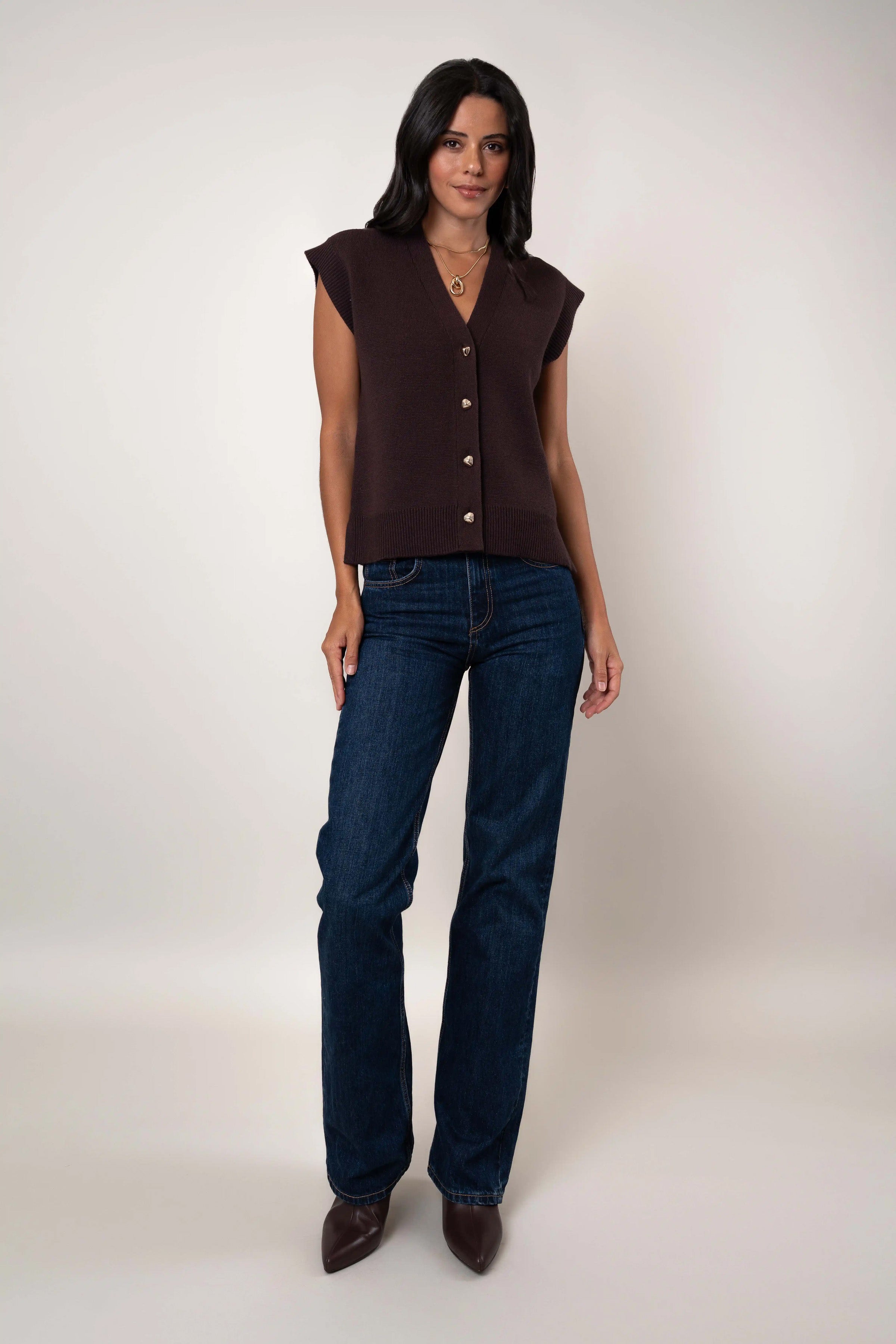 The Sleeveless Button Cardigan