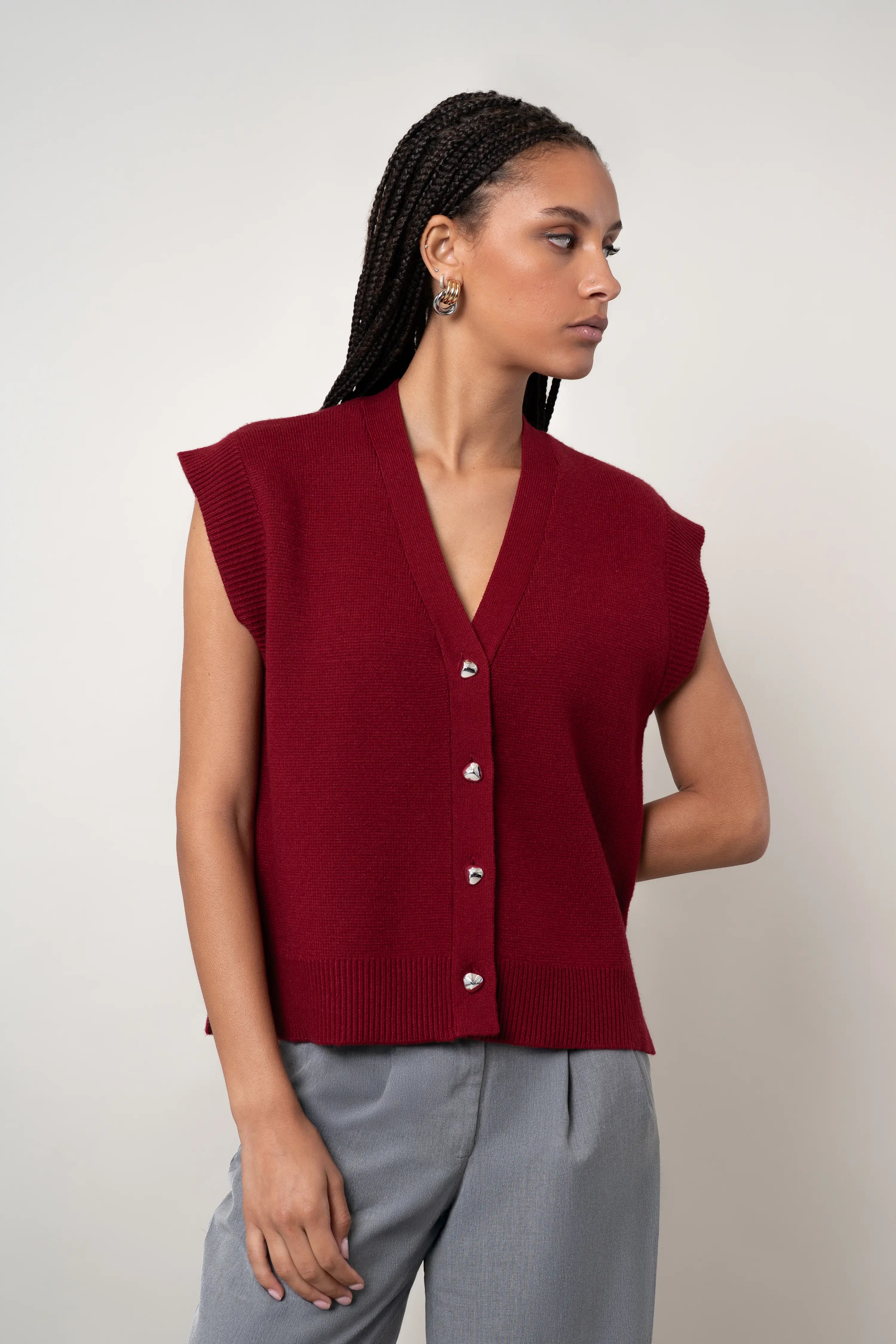 The Sleeveless Button Cardigan