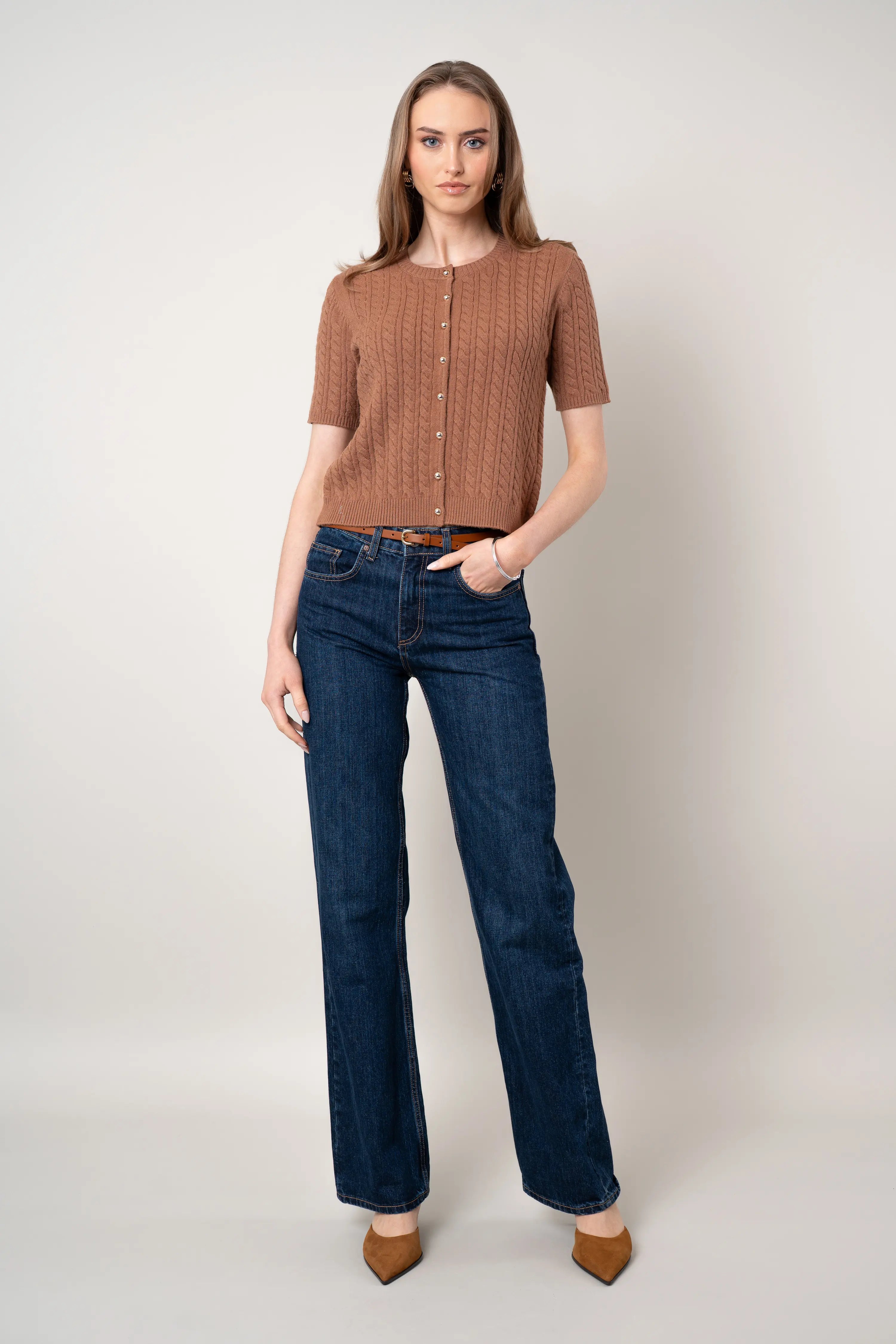 The Cable Short-Sleeve Cardigan