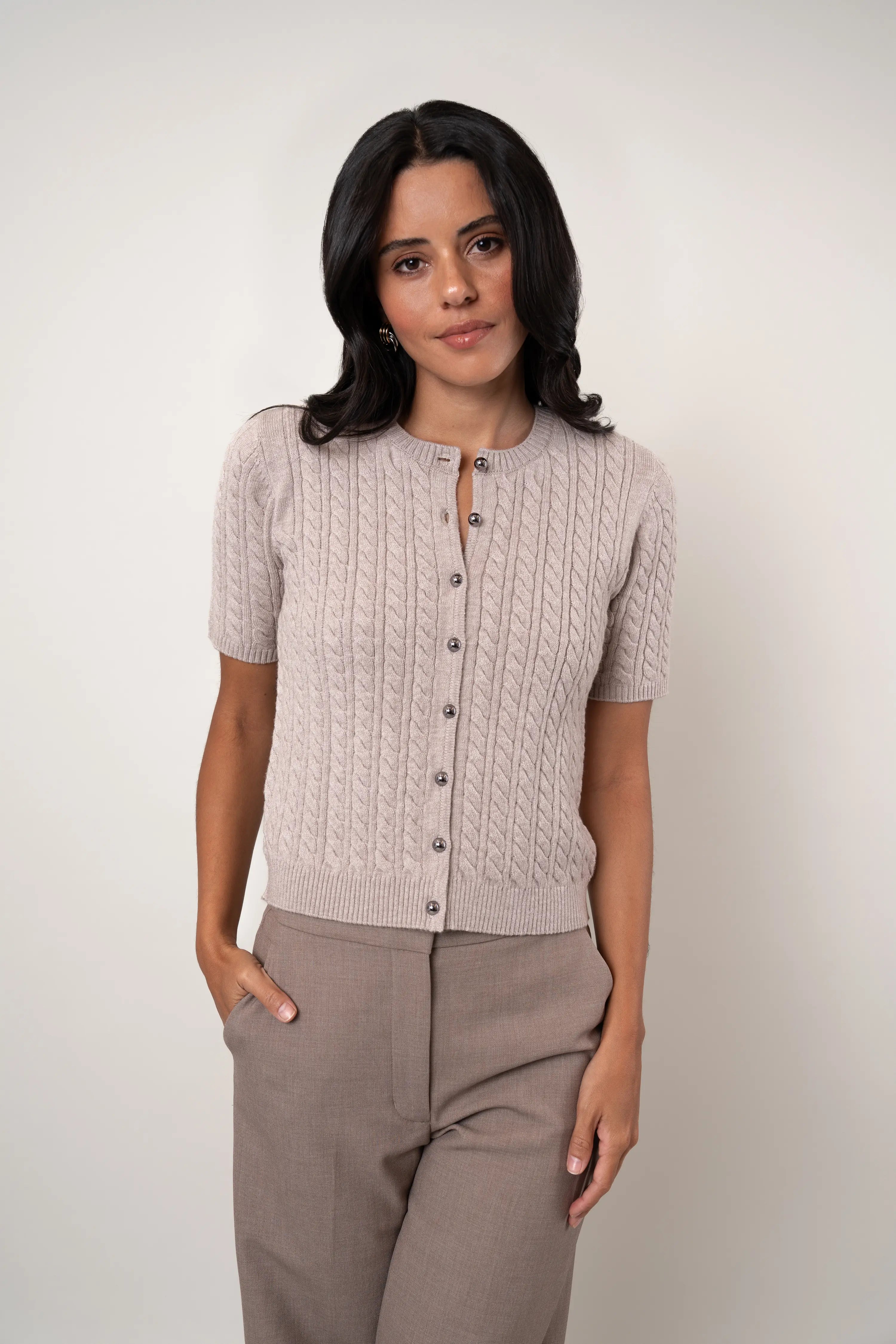 The Cable Short-Sleeve Cardigan