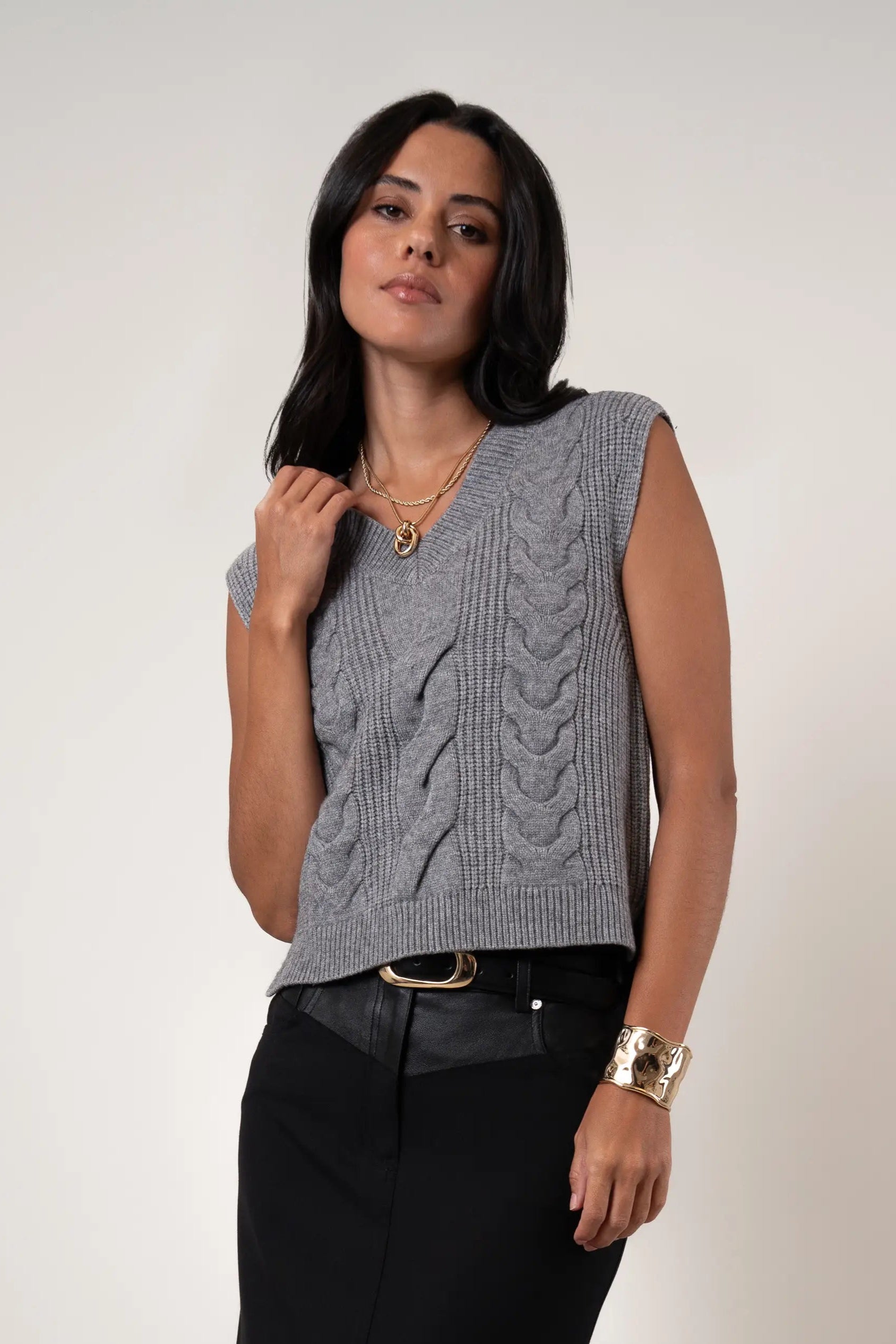 The Cable Knit V-Neck Vest