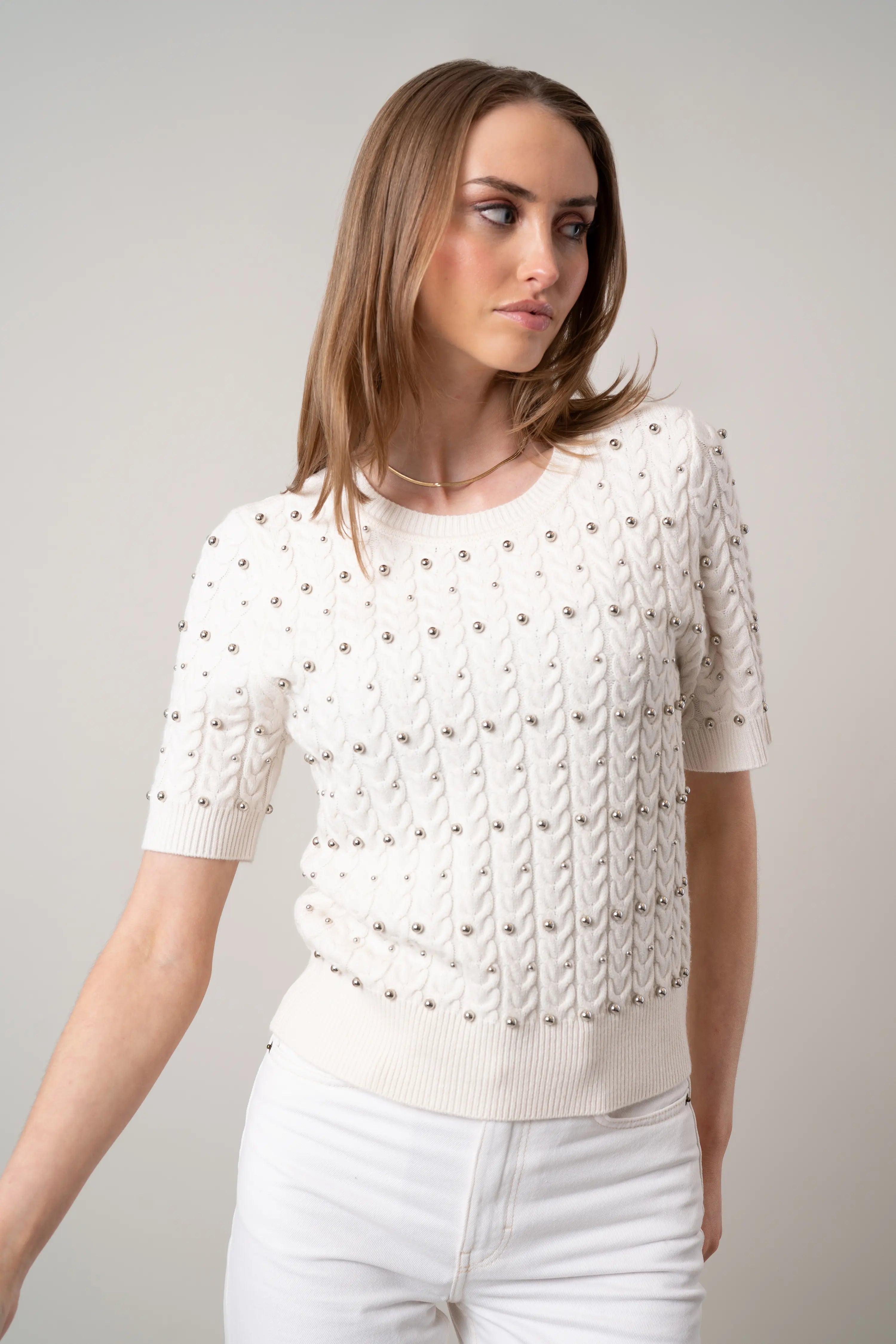 The Embellished Cable Knit Top