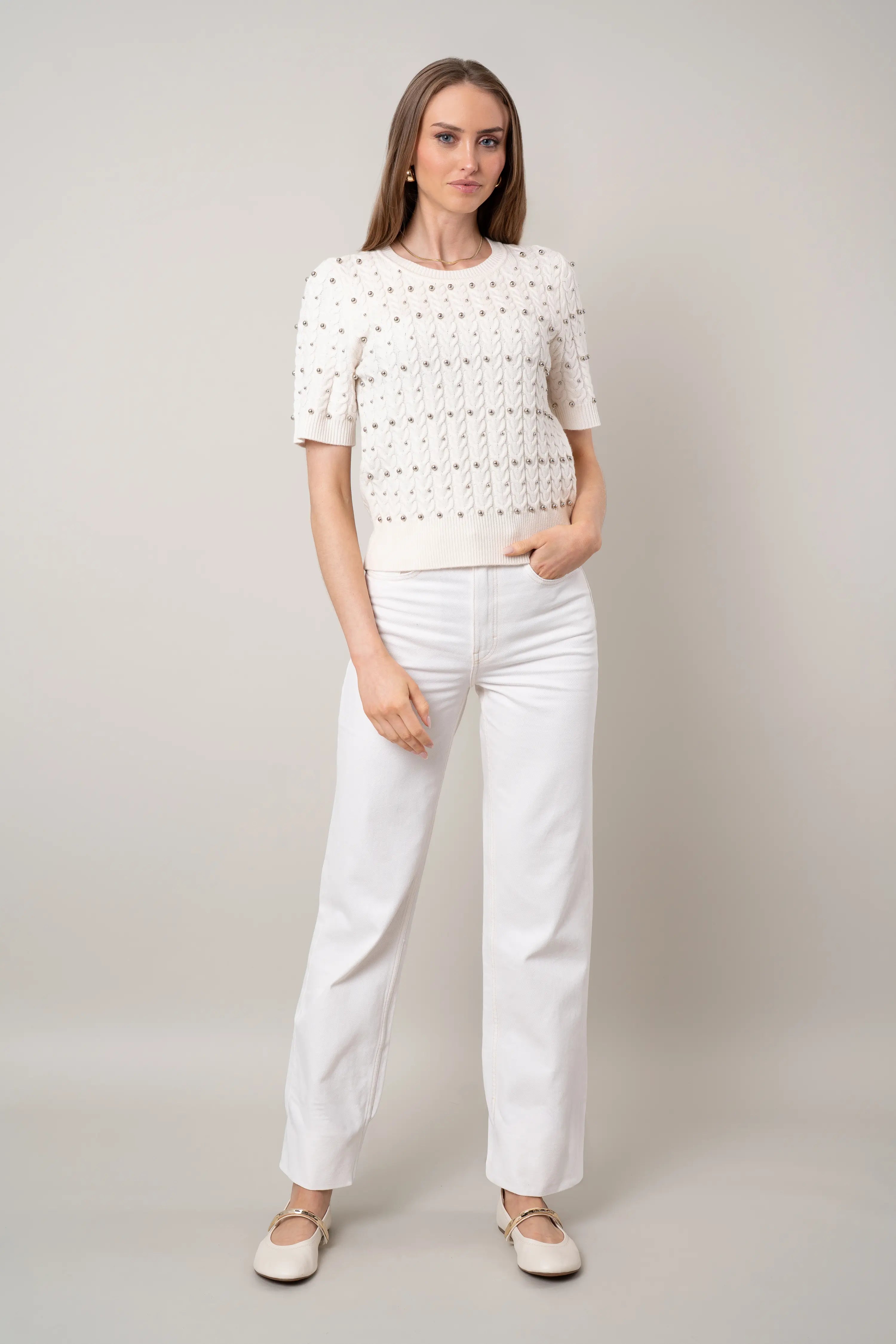 The Embellished Cable Knit Top