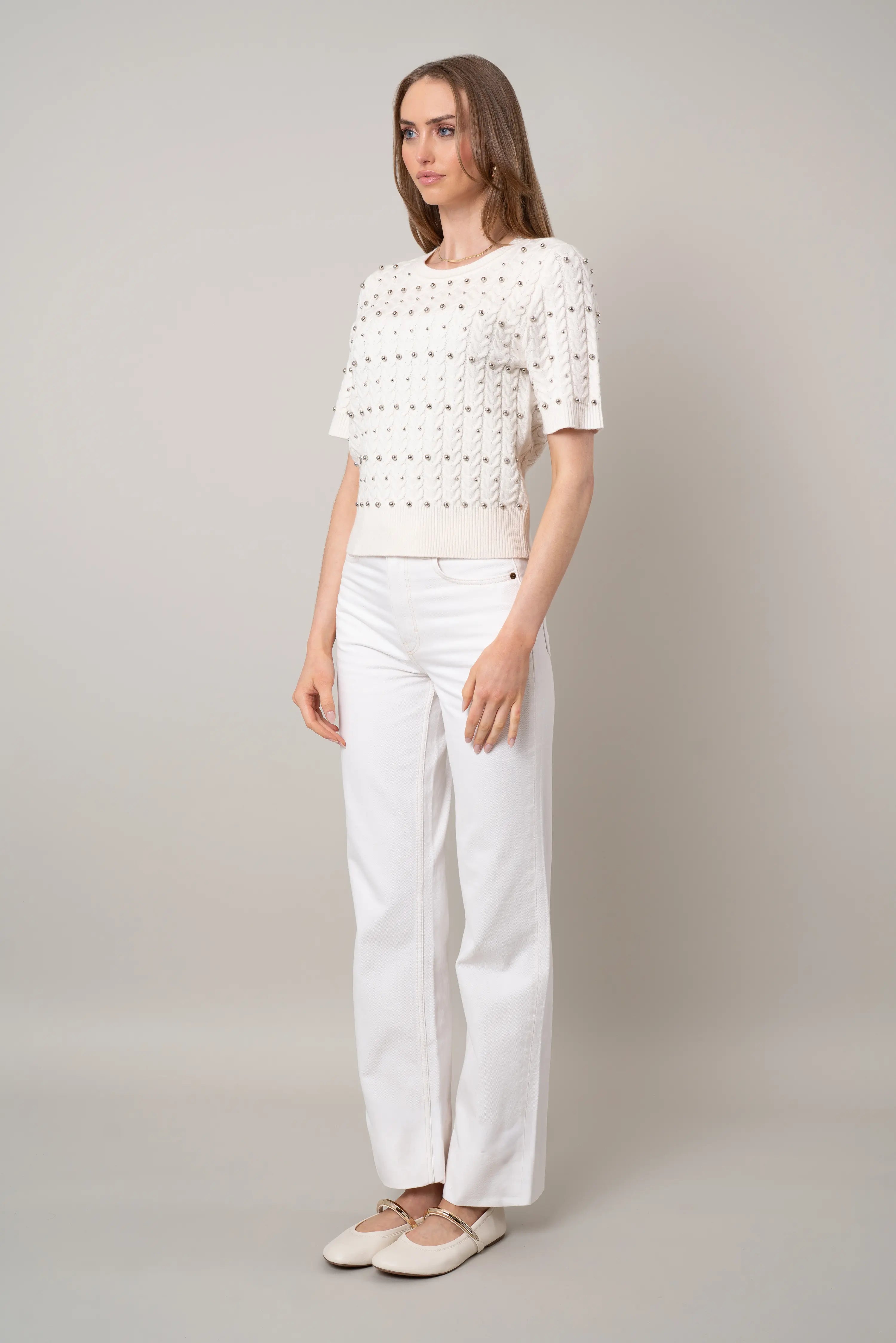 The Embellished Cable Knit Top