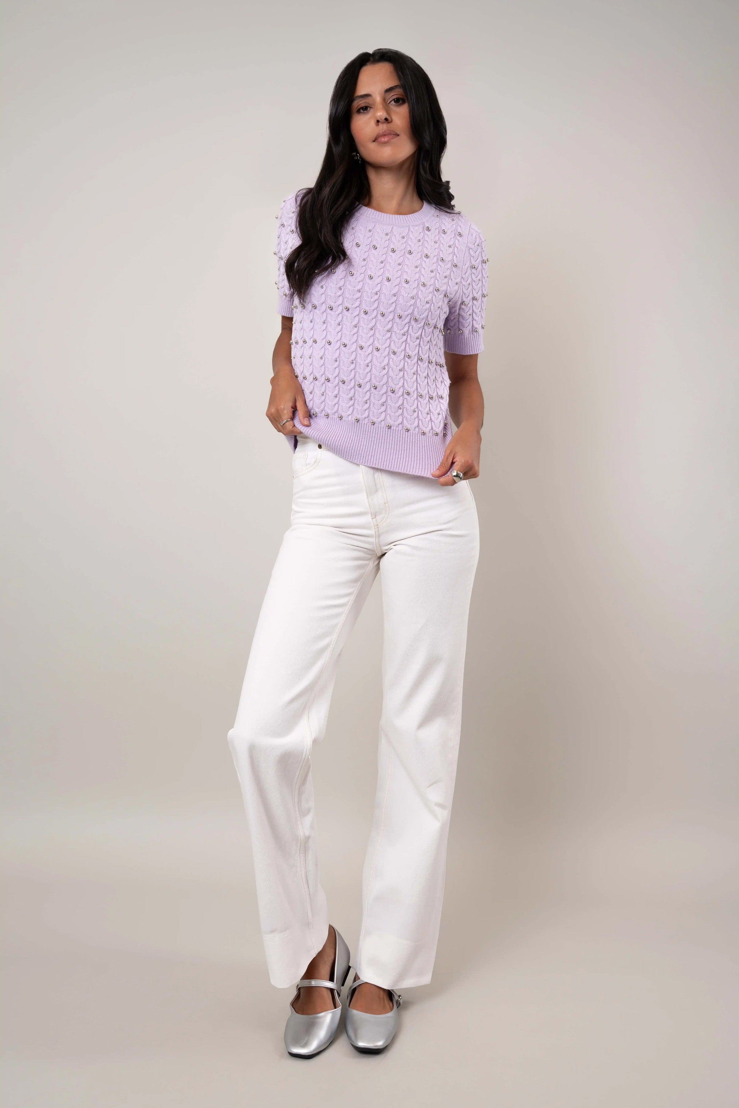 The Embellished Cable Knit Top