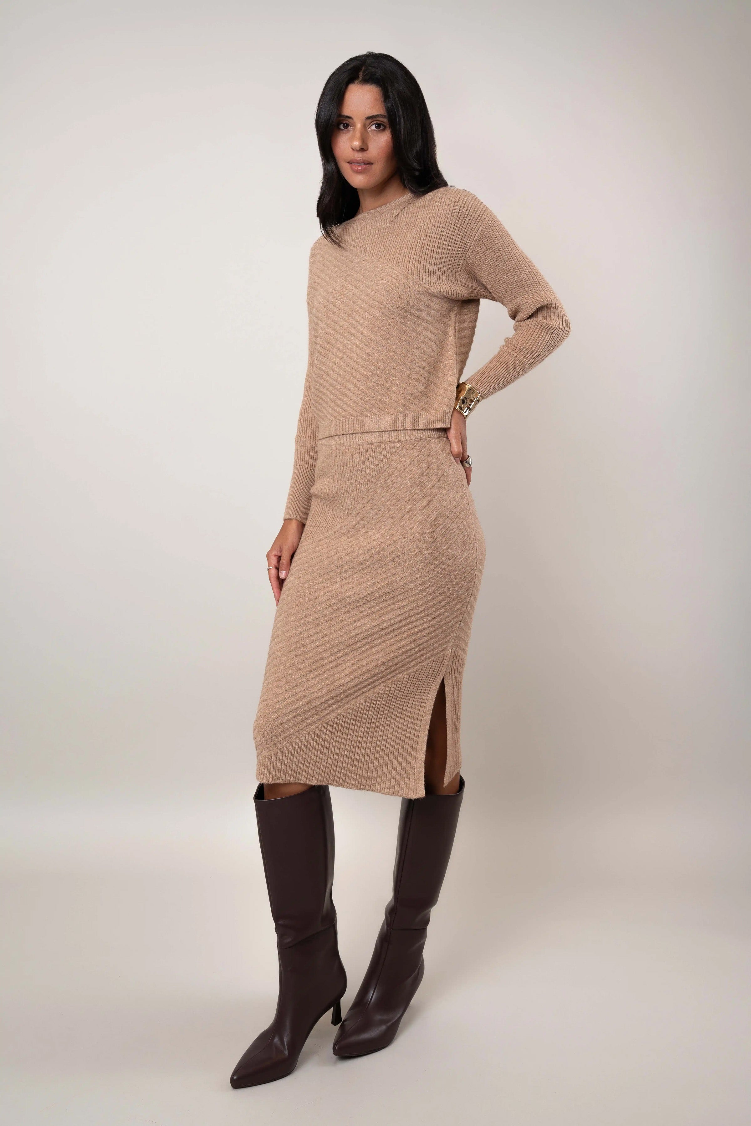 The Ribbed Sweater and Skirt Set