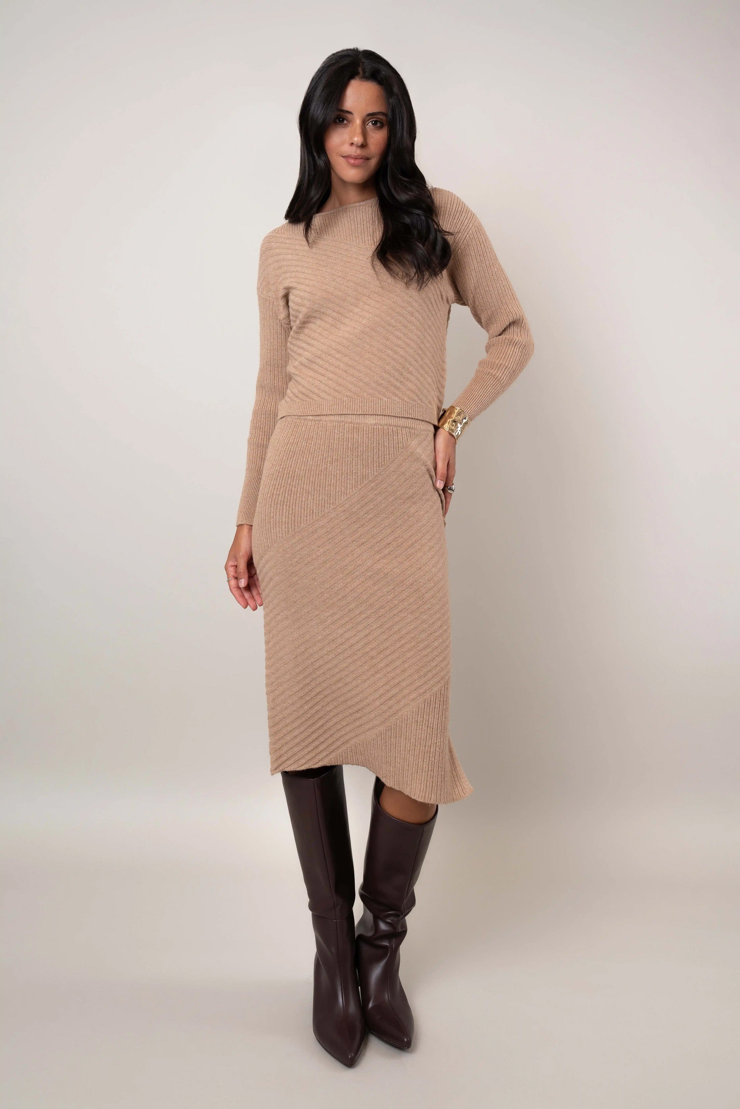 The Ribbed Sweater and Skirt Set