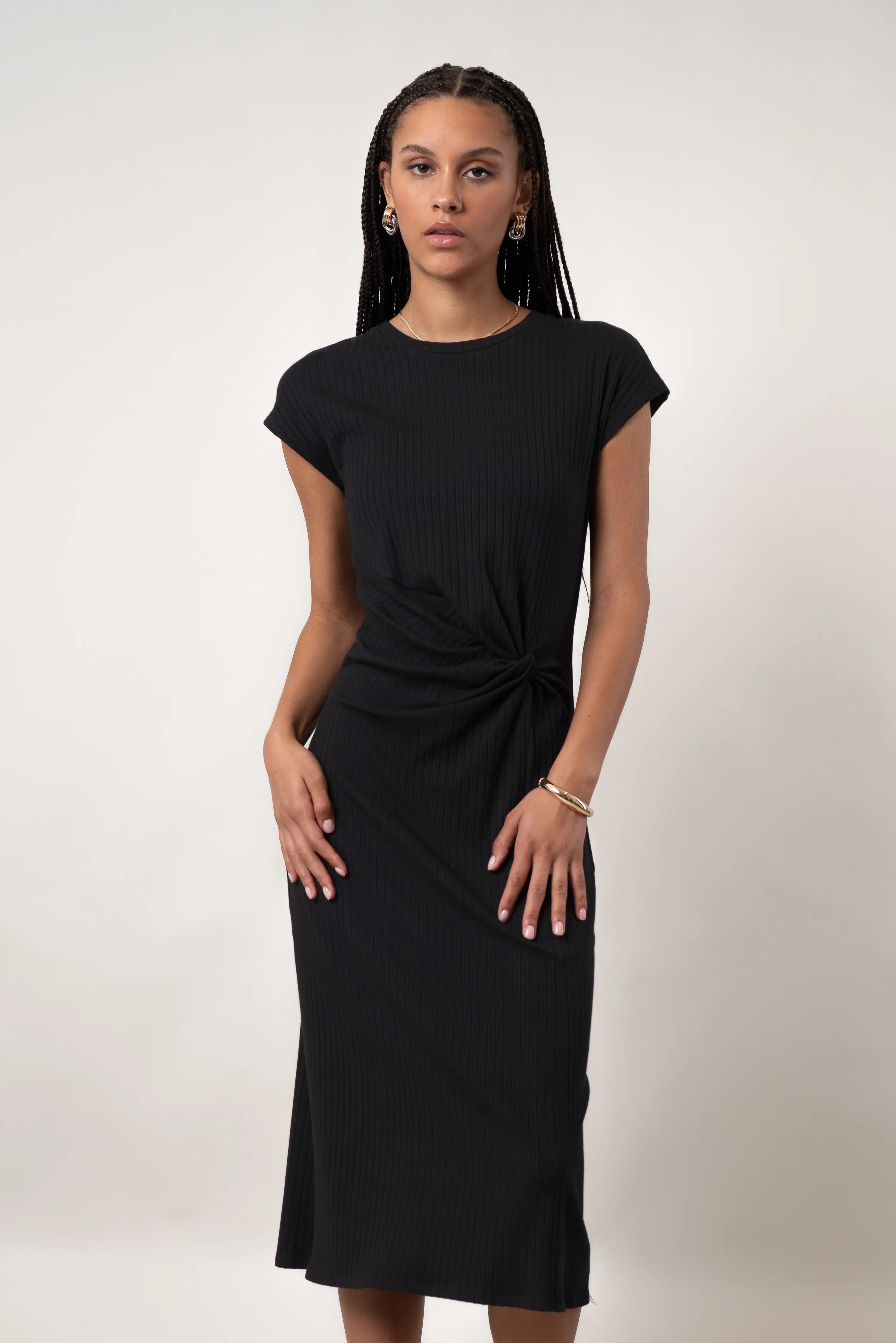 The Twist-Front Midi Dress