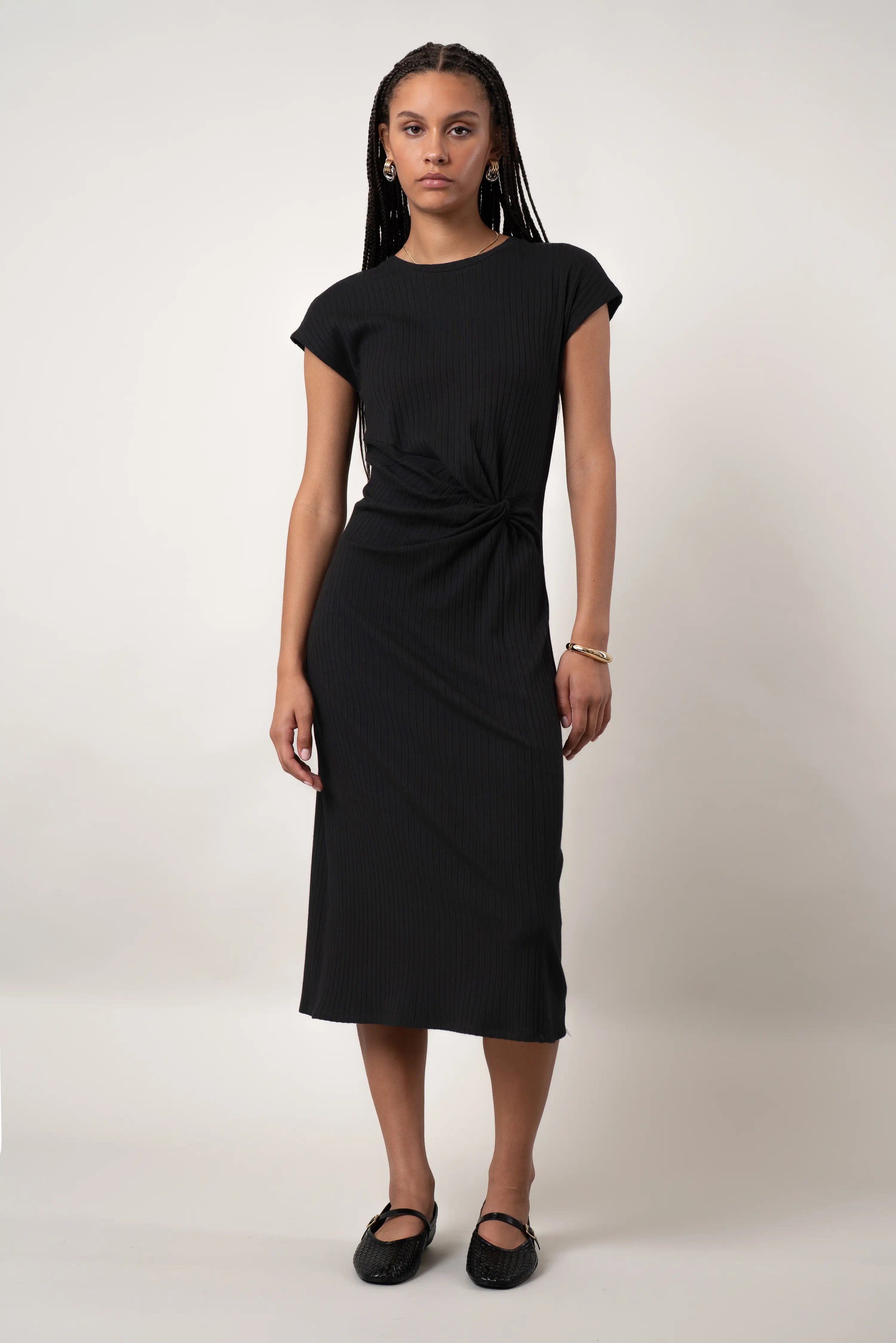 The Twist-Front Midi Dress