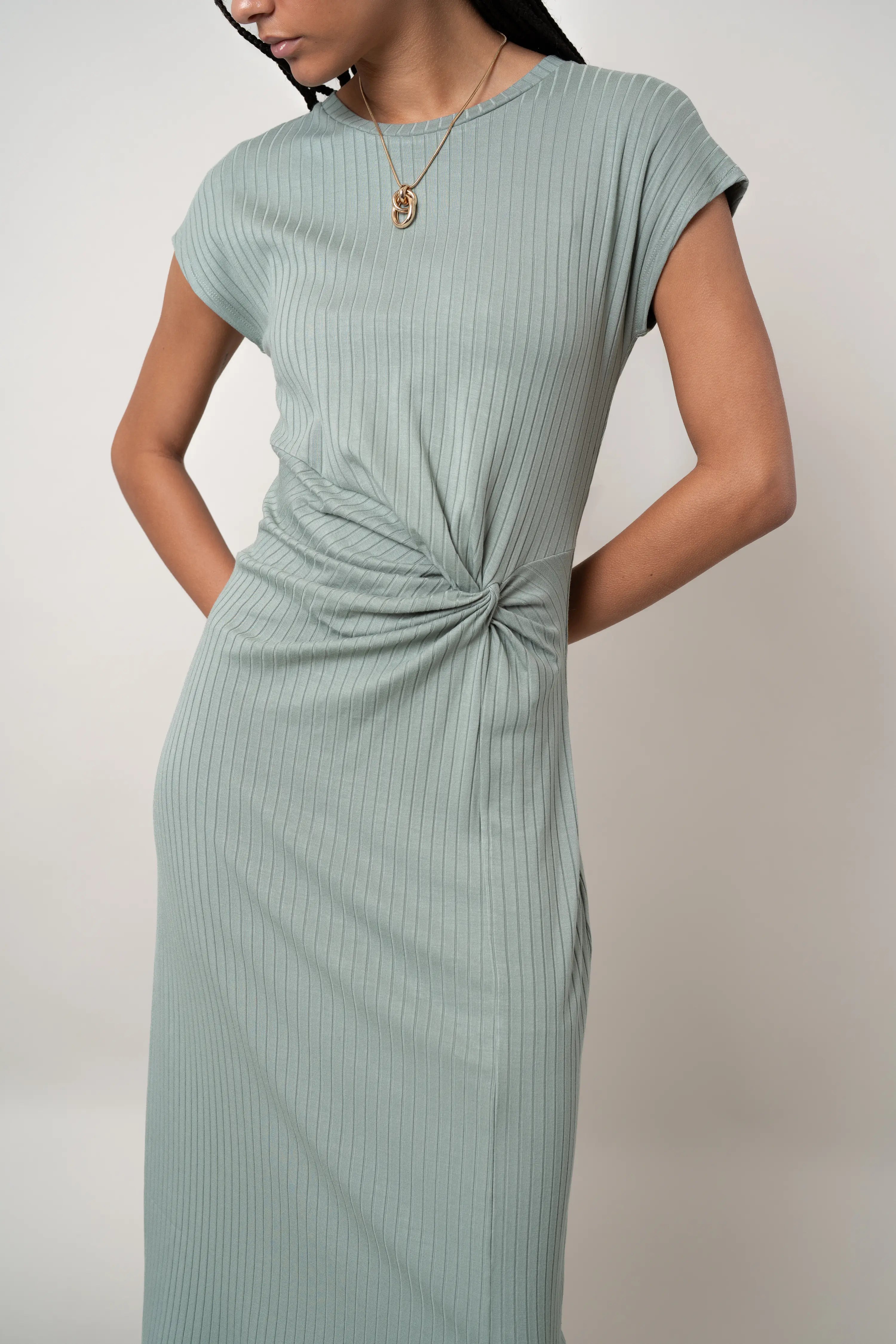 The Twist-Front Midi Dress