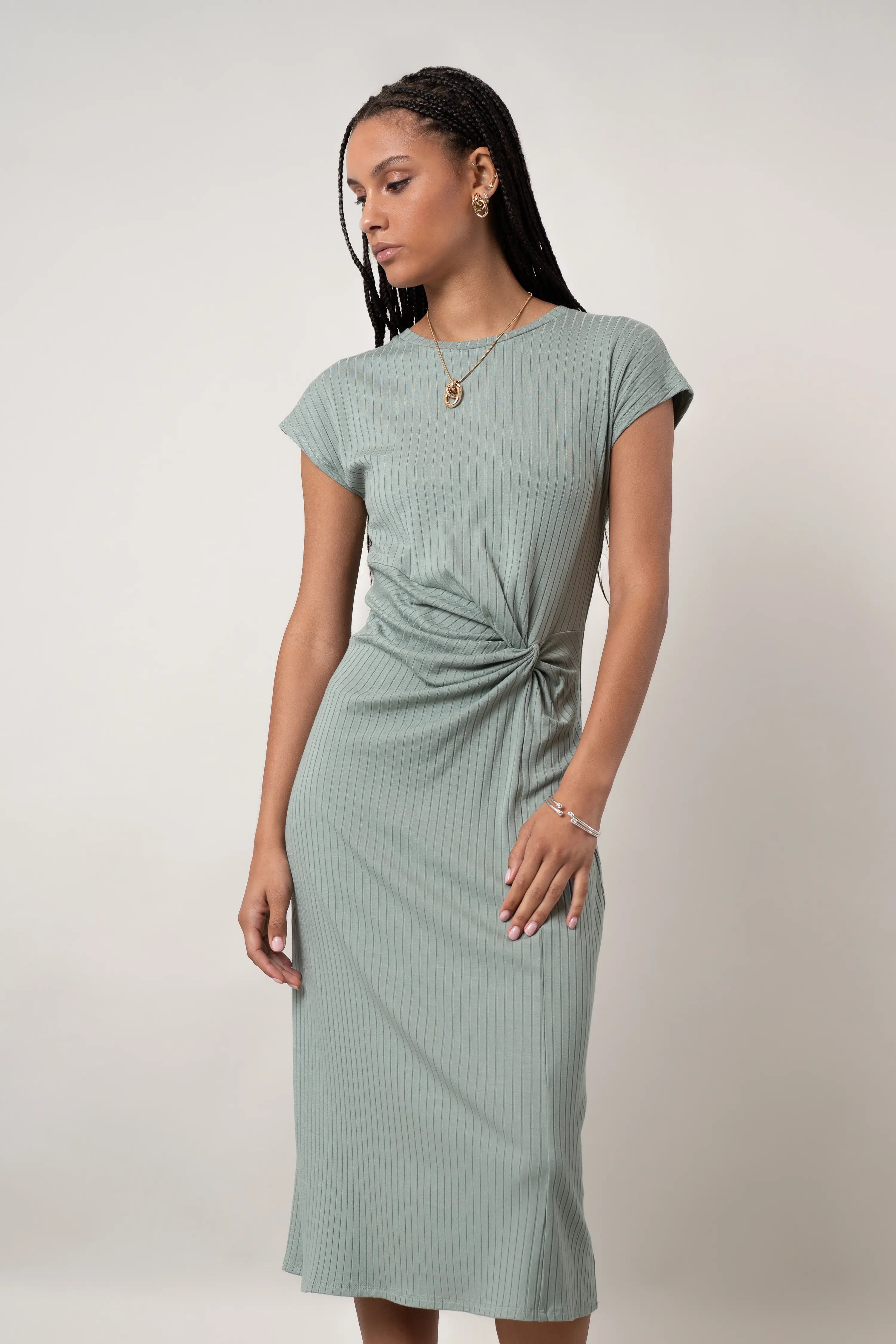 The Twist-Front Midi Dress