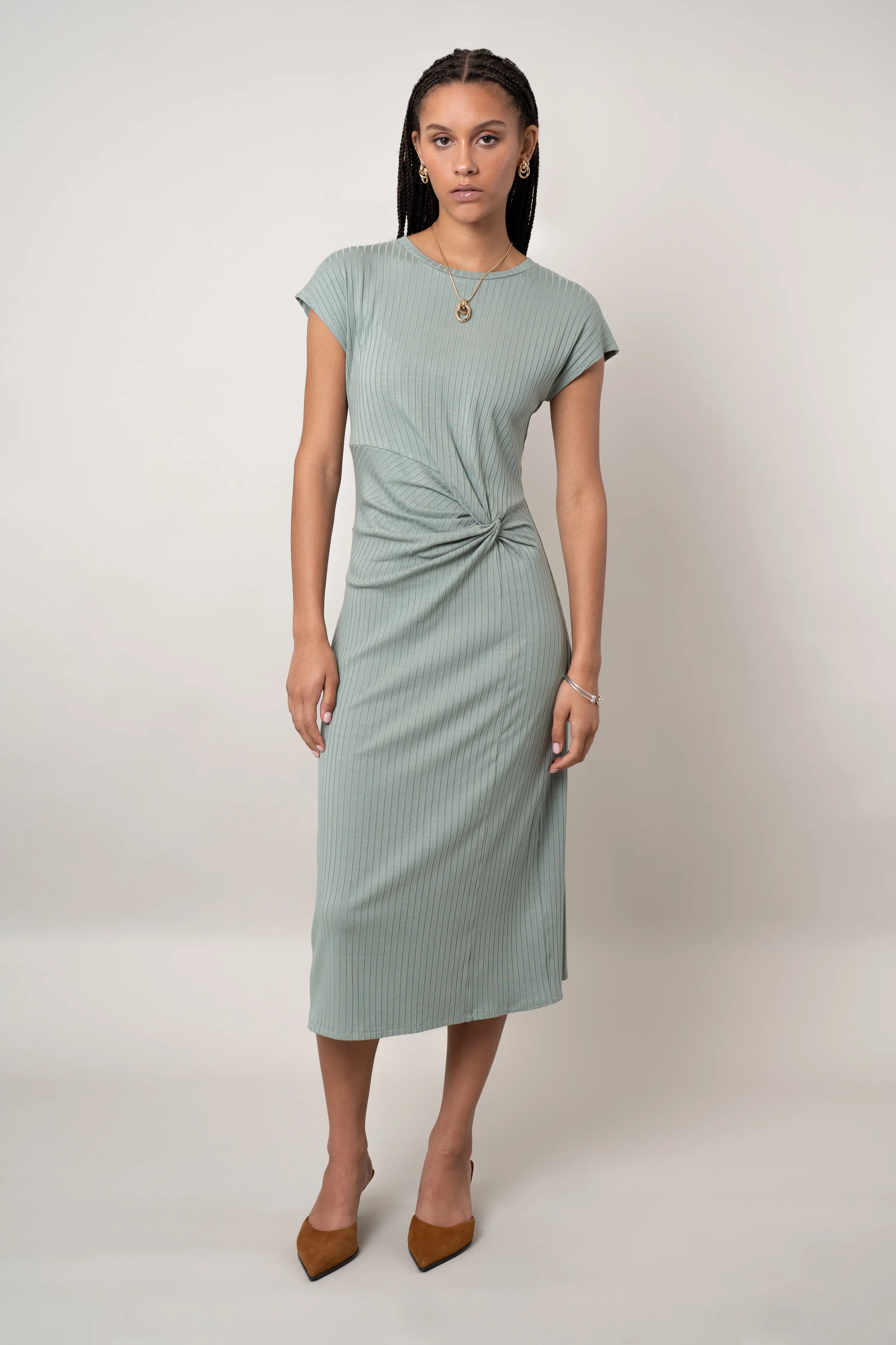 The Twist-Front Midi Dress