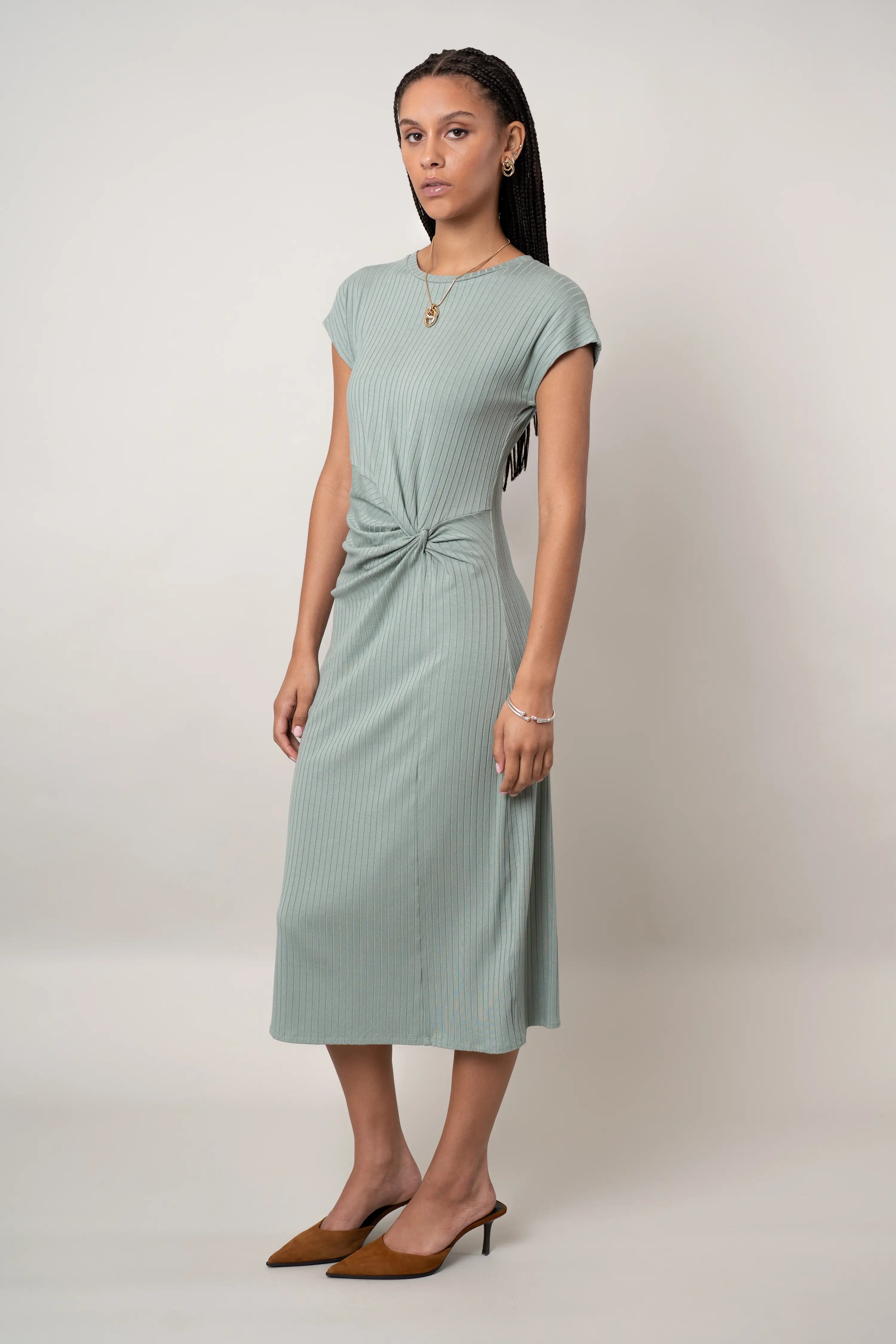 The Twist-Front Midi Dress