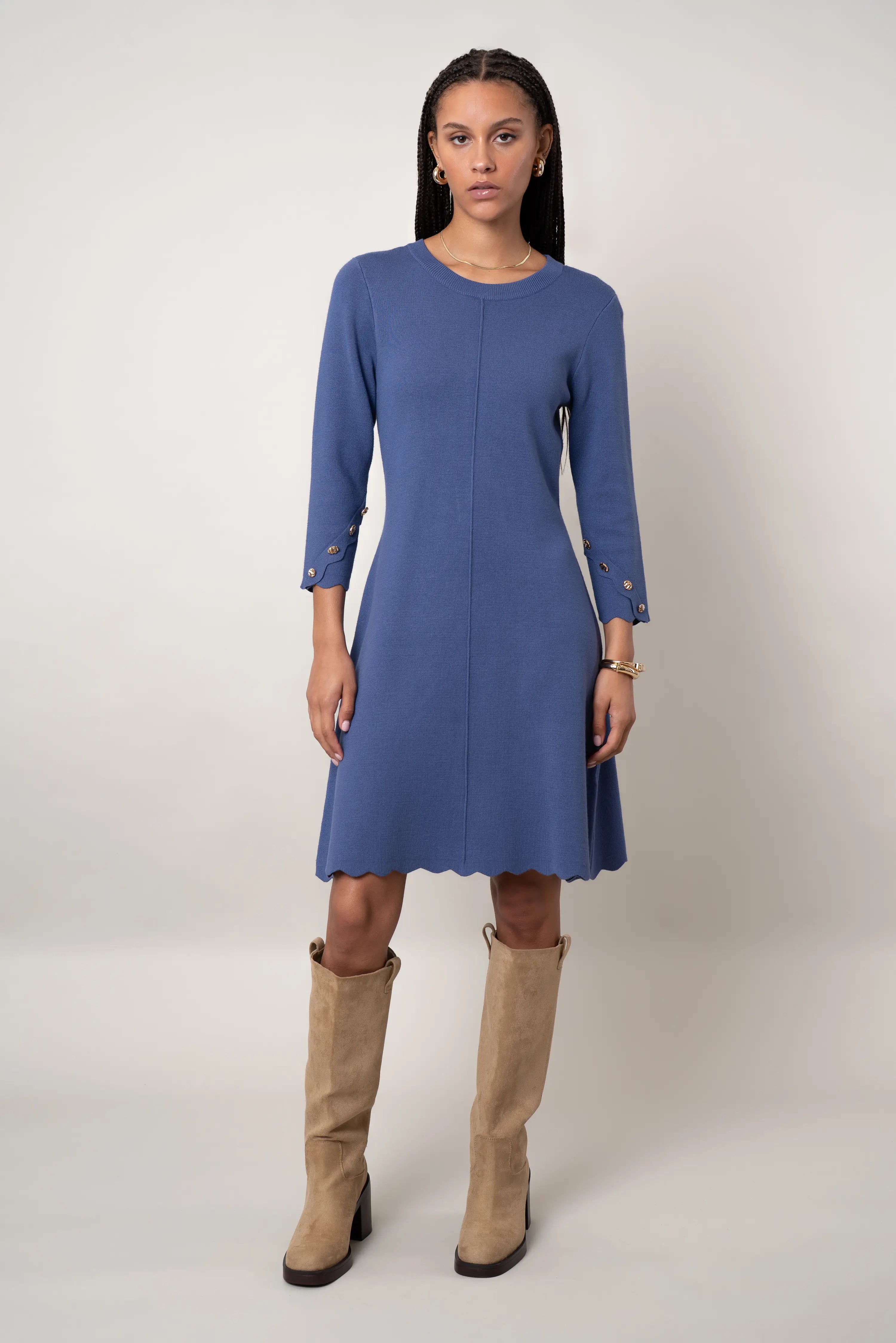 The Scalloped Hem Knit Dress