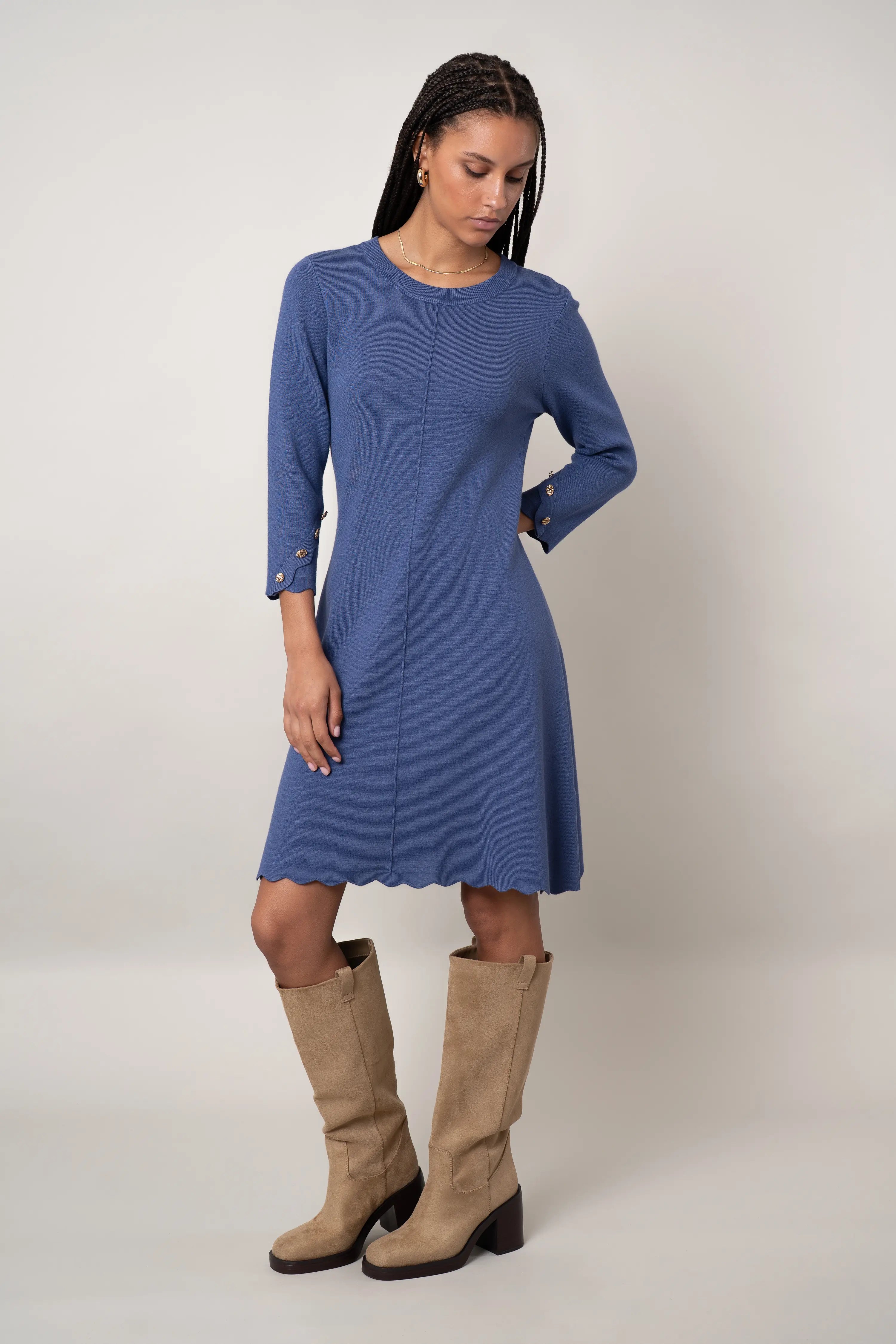 The Scalloped Hem Knit Dress