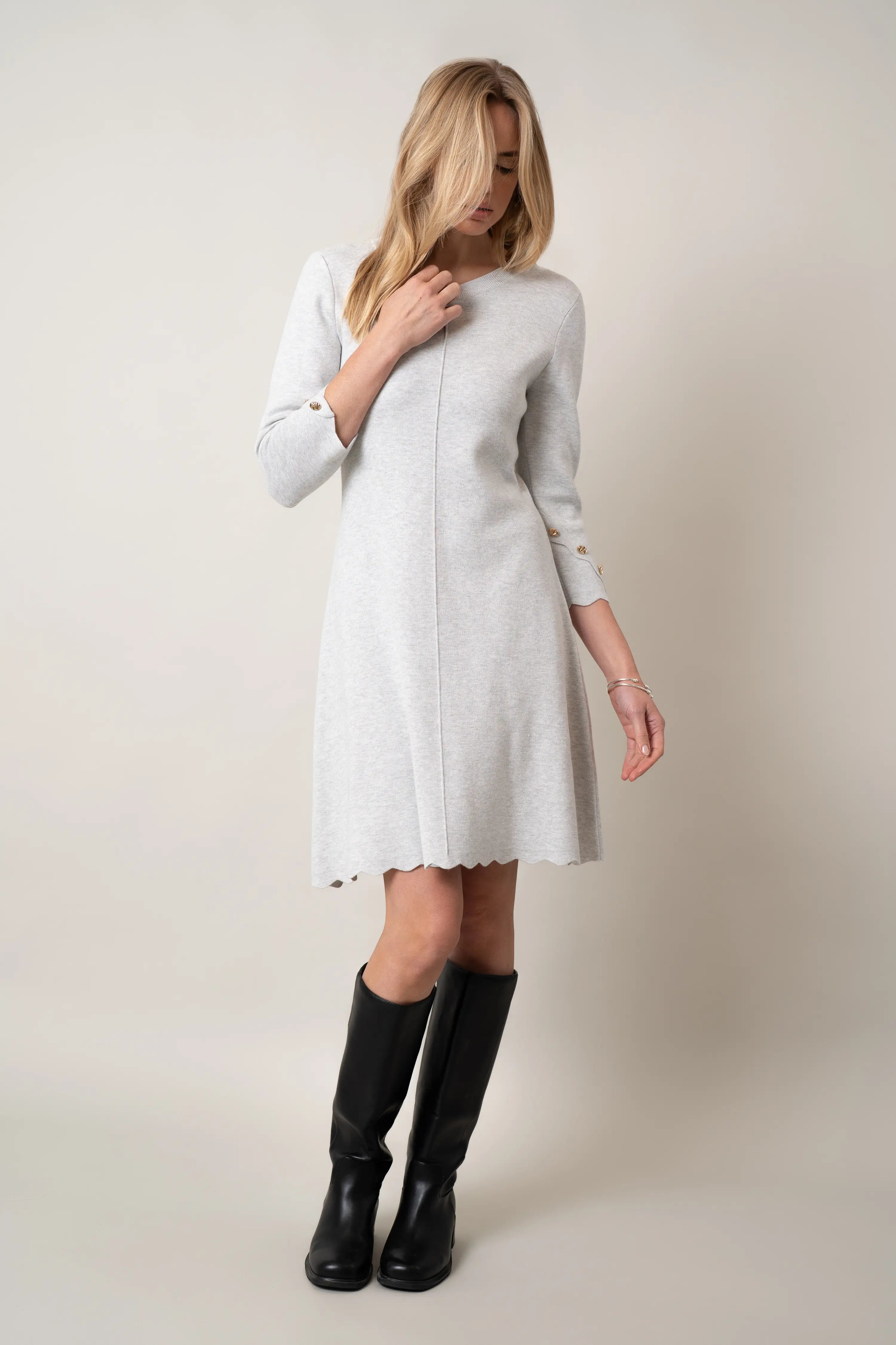 The Scalloped Hem Knit Dress