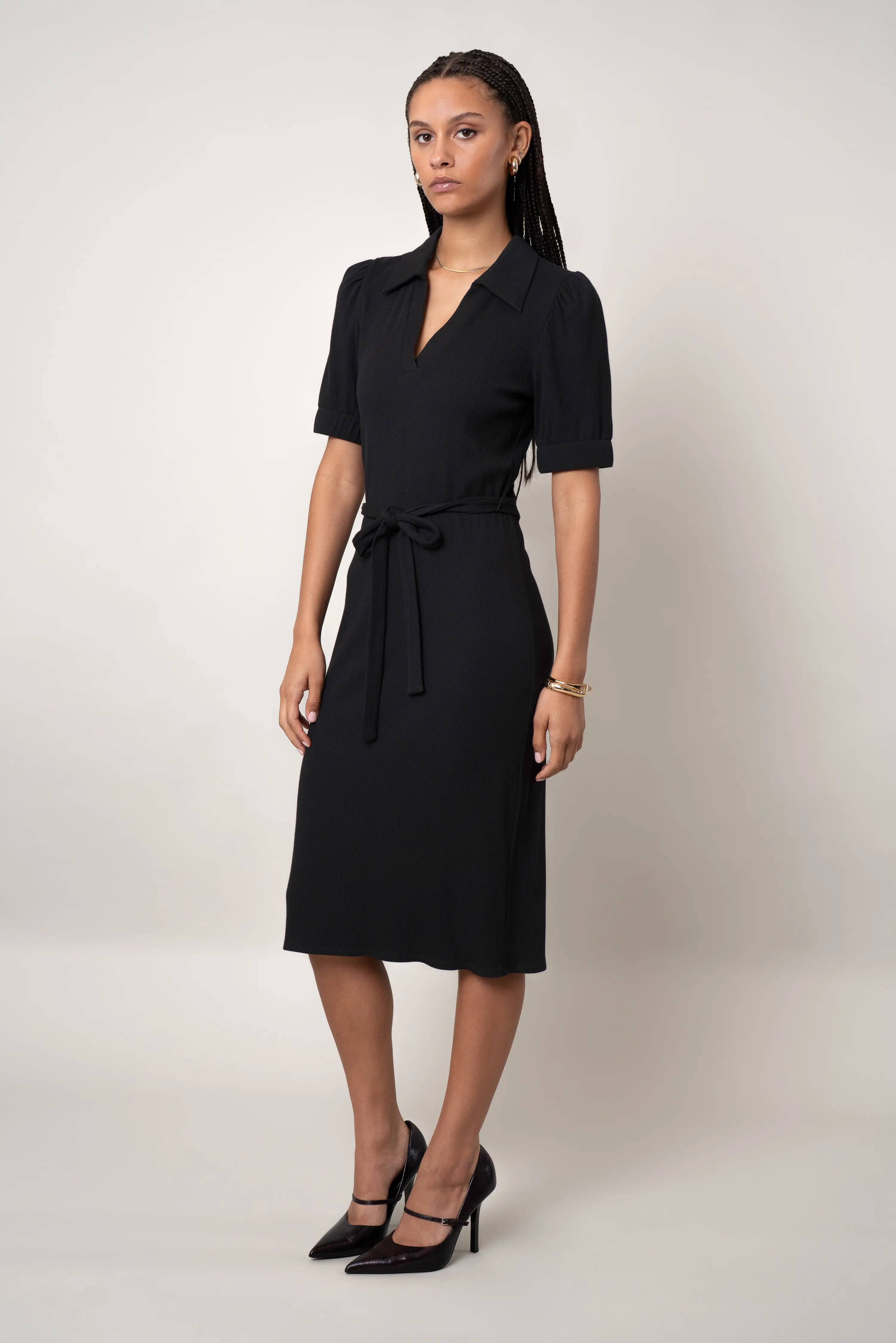 The Belted Knit Midi Dress