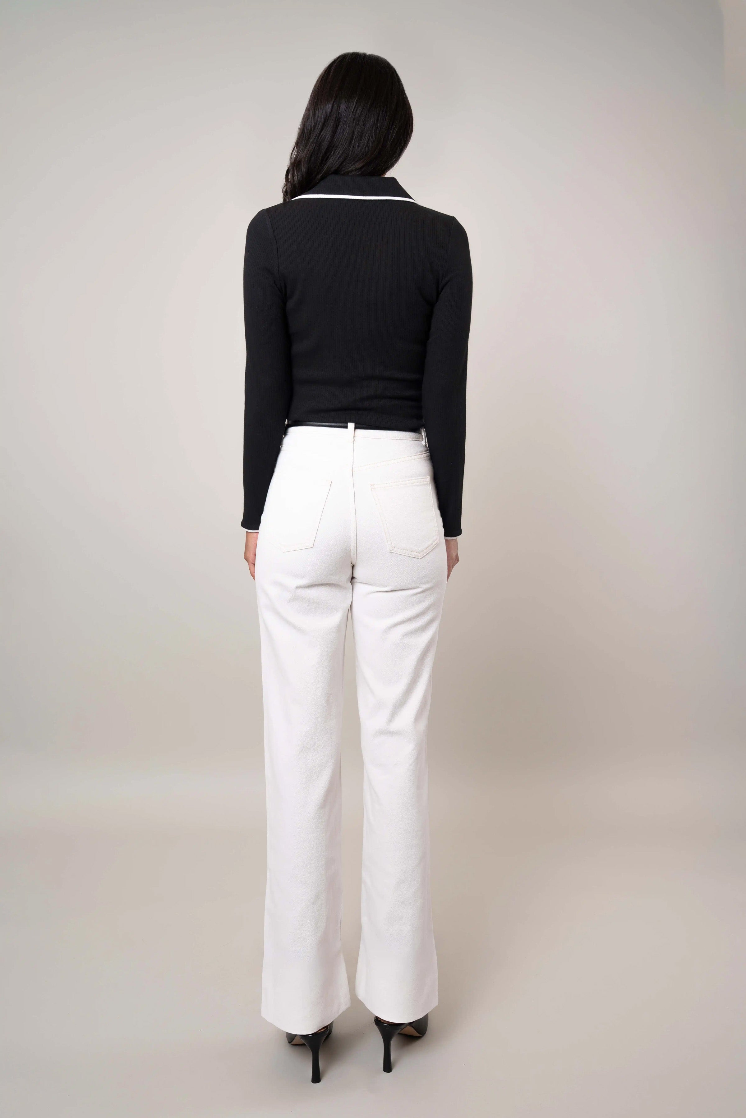 The Contrast Trim Zip Top