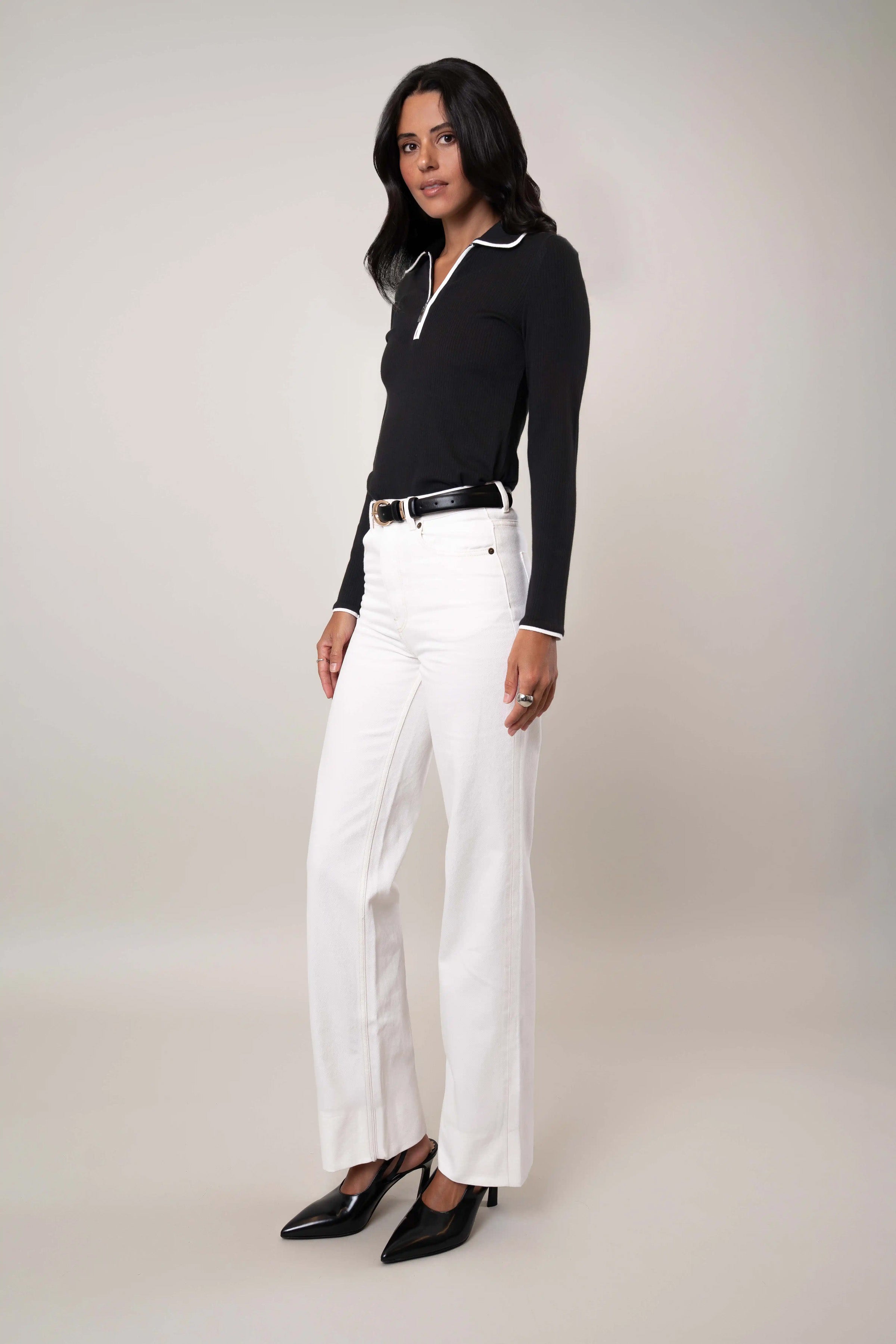 The Contrast Trim Zip Top